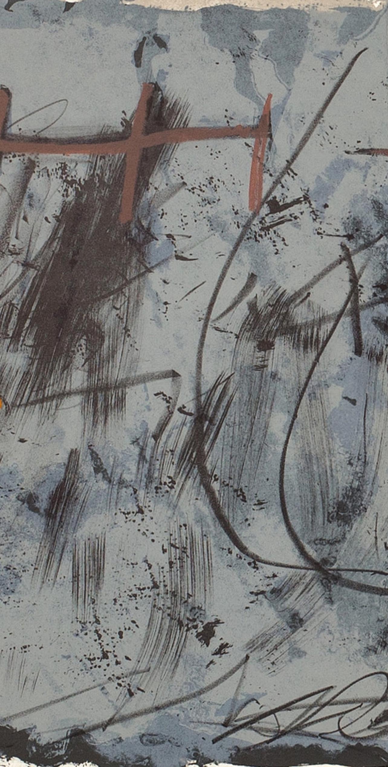 Tàpies, Komposition (Galfetti 83-86), Derrière le miroir (nach) (Nachkriegszeit), Print, von Antoni Tàpies