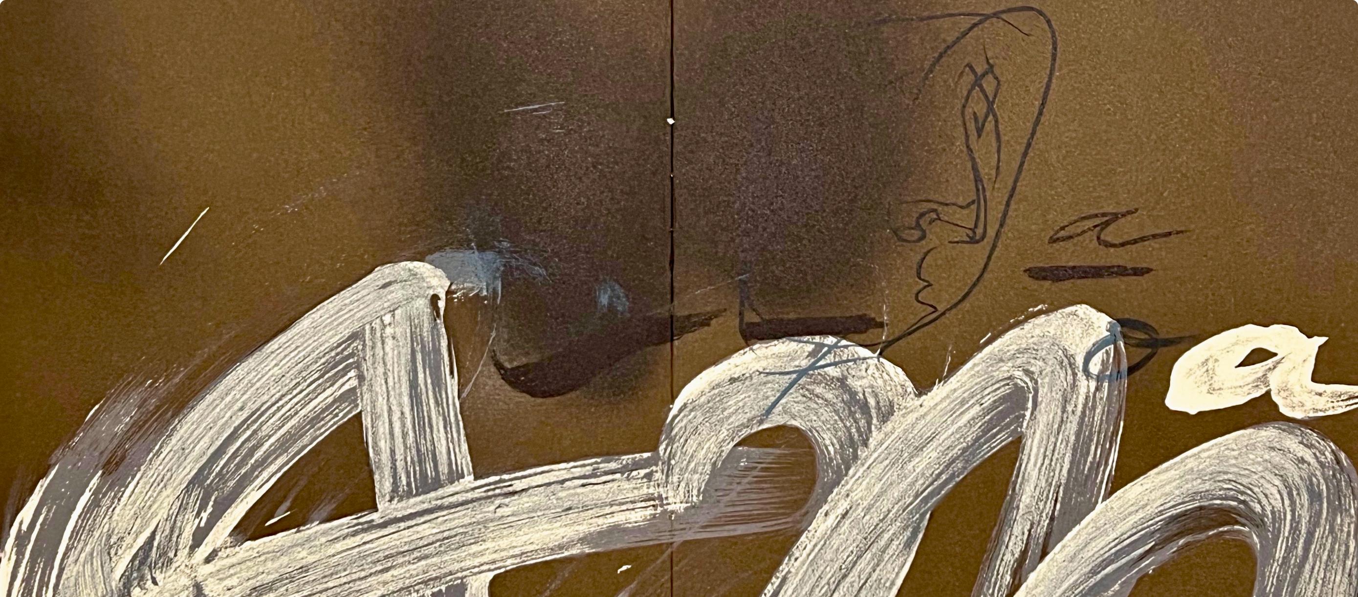 Tàpies, Composición, Derrière le miroir (después) - Print De la posguerra de Antoni Tàpies
