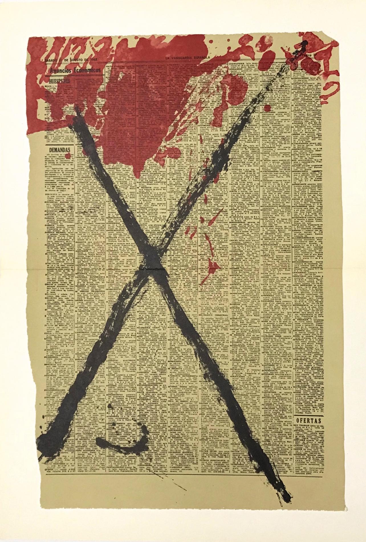 Abstract Print Antoni Tàpies - Tàpies, Composition, Derrière le miroir (après)