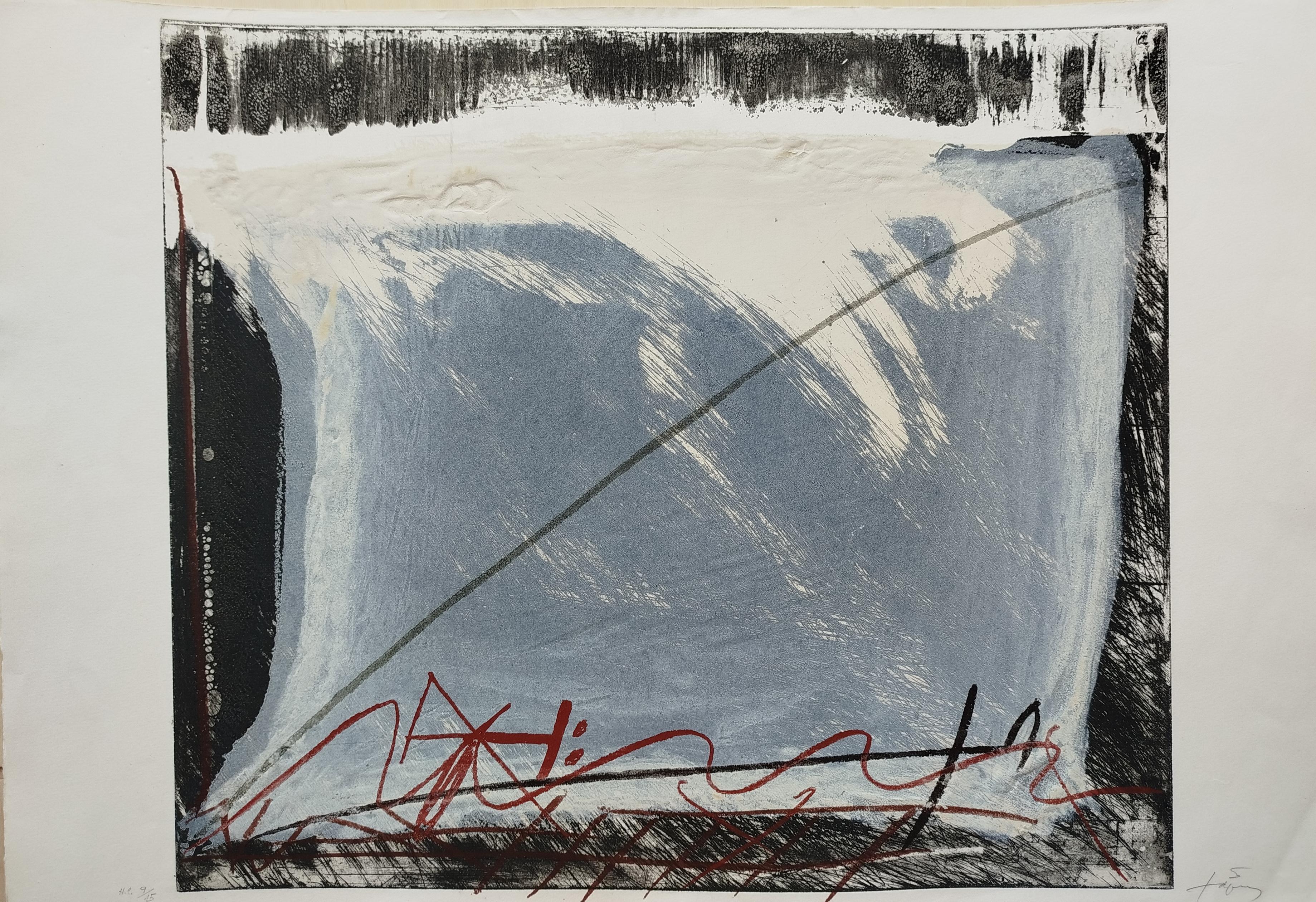 Tapies  Gravé  abstrait en vente 4