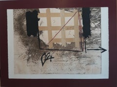 Tapies Engraved With Plastic Collage and Polychrome stamping abstract