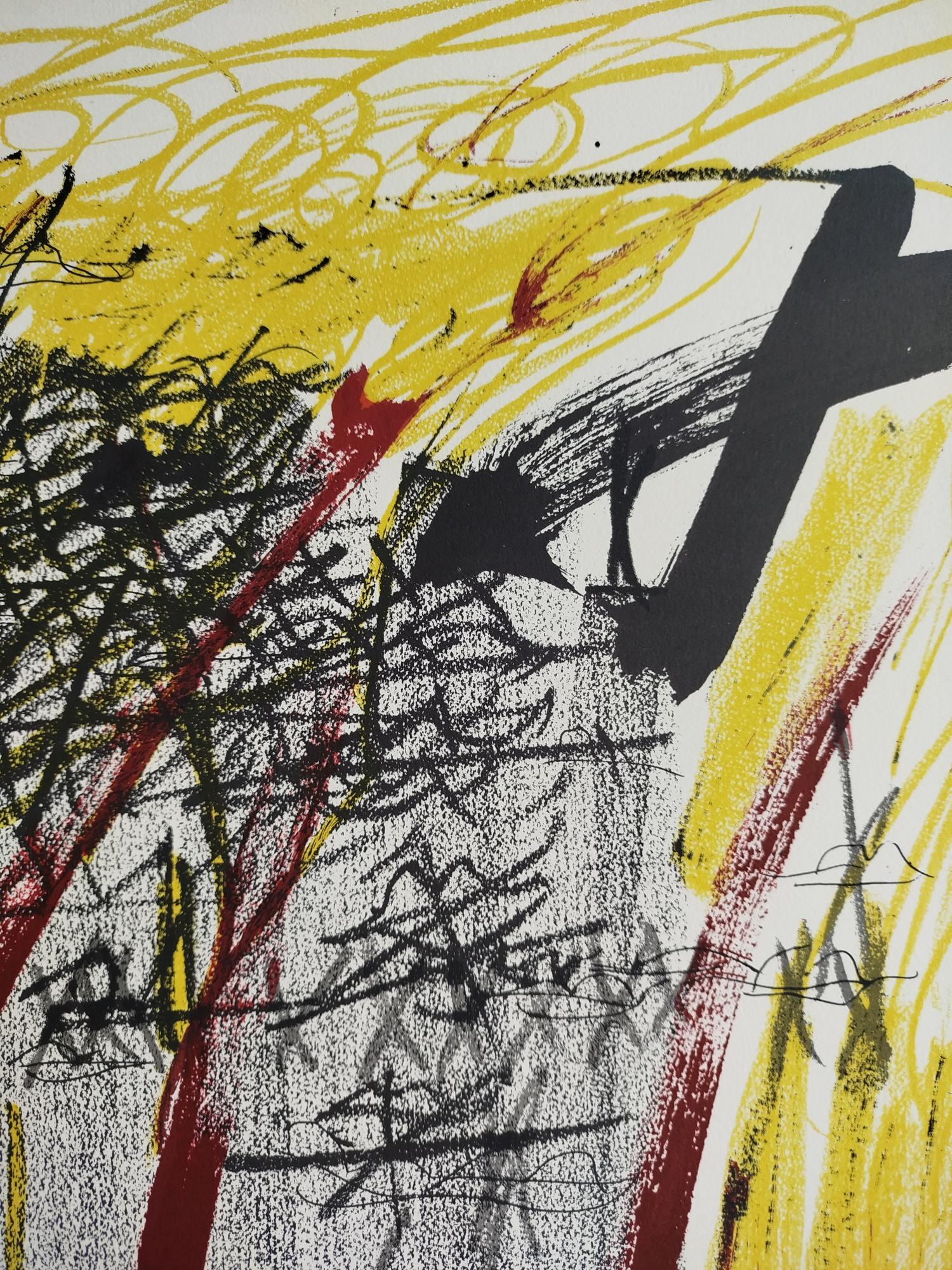 Tapies      Vertical original lithography   lithograph For Sale 6