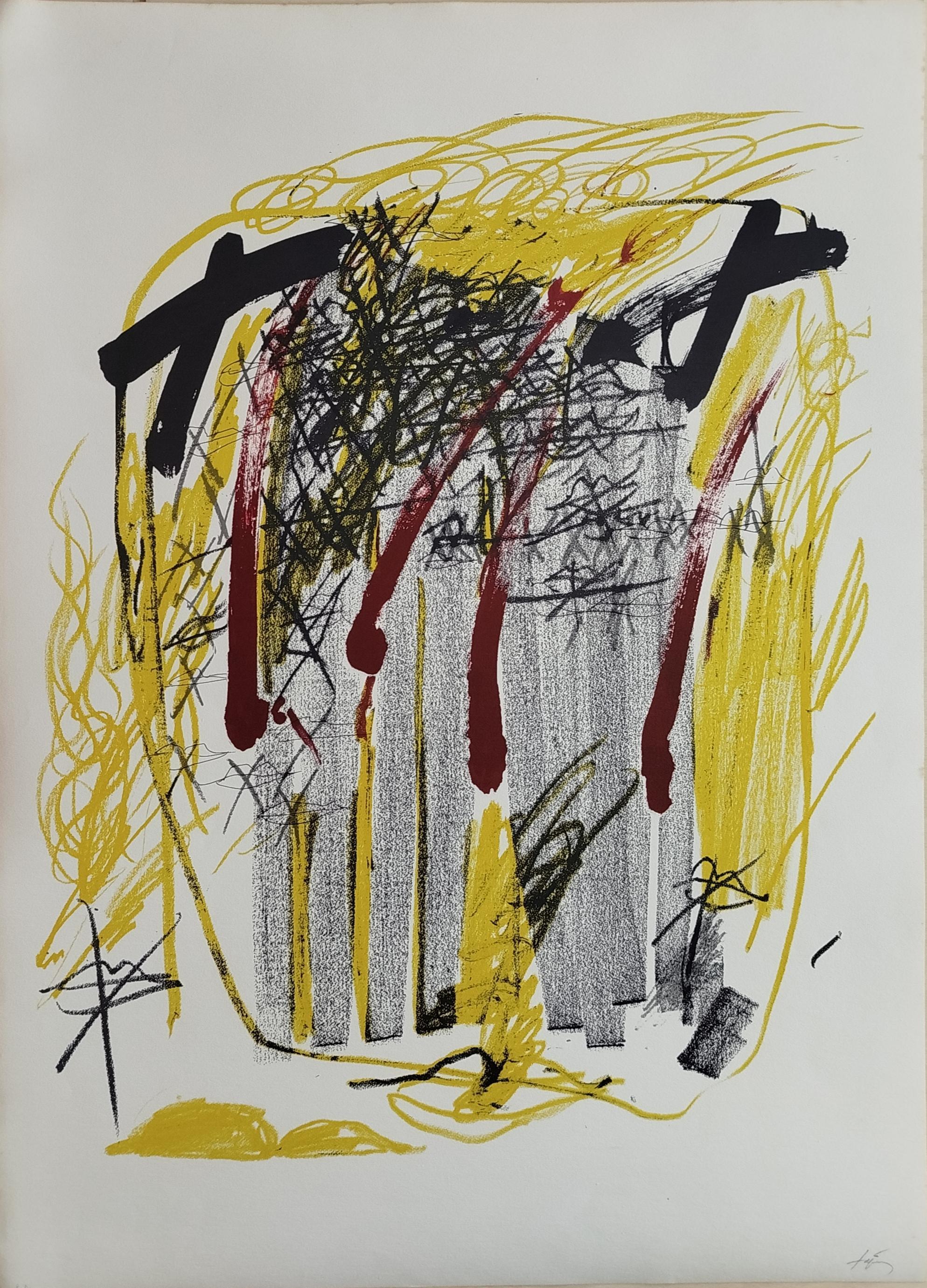Tapies      Vertical original lithography   lithograph For Sale 2