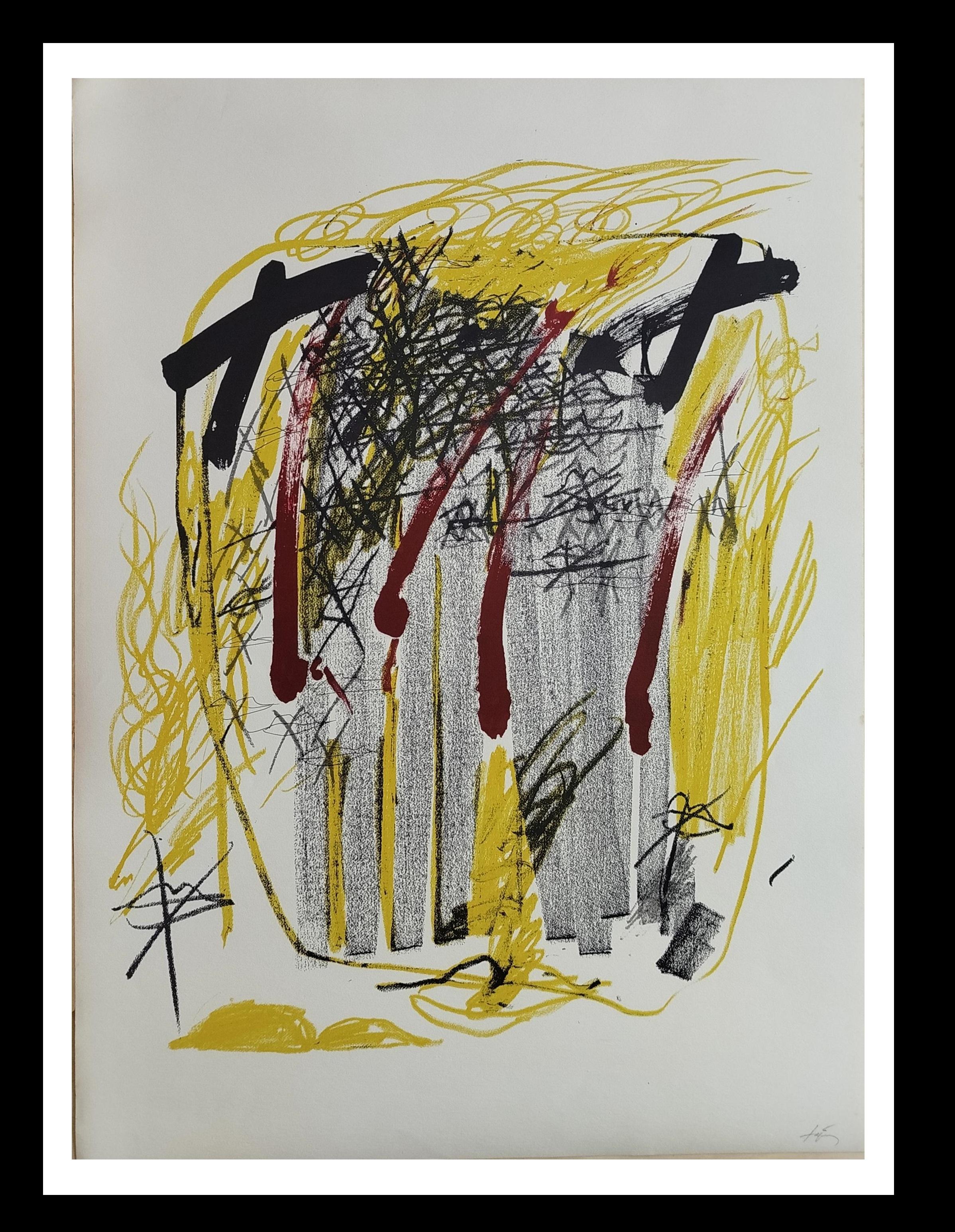 Tapies      Vertical original lithography   lithograph For Sale 3