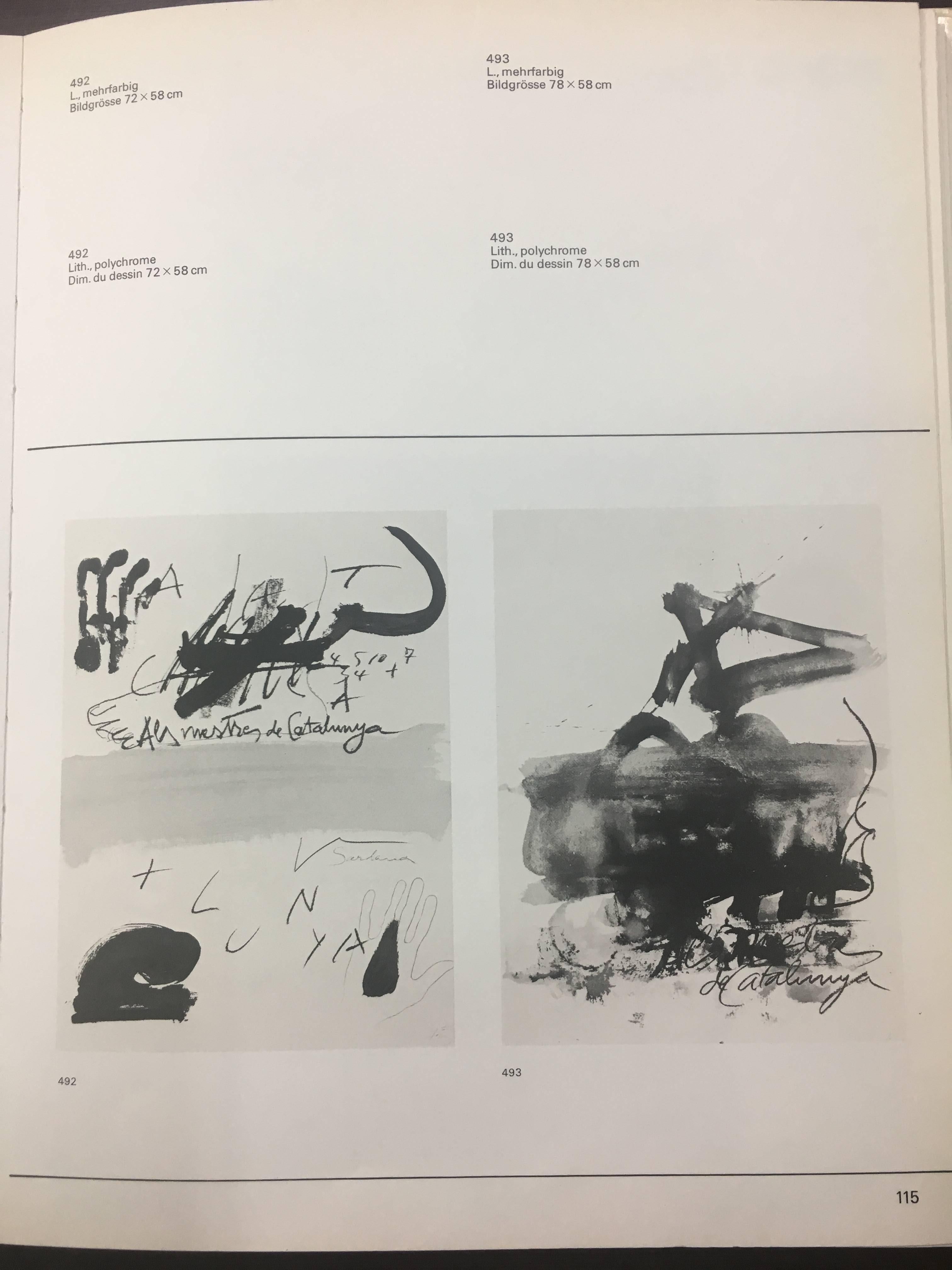 Tapies  Weißer Hintergrund  Rot- und Gelbtöne  Katalonien.  Originallithographie im Angebot 4