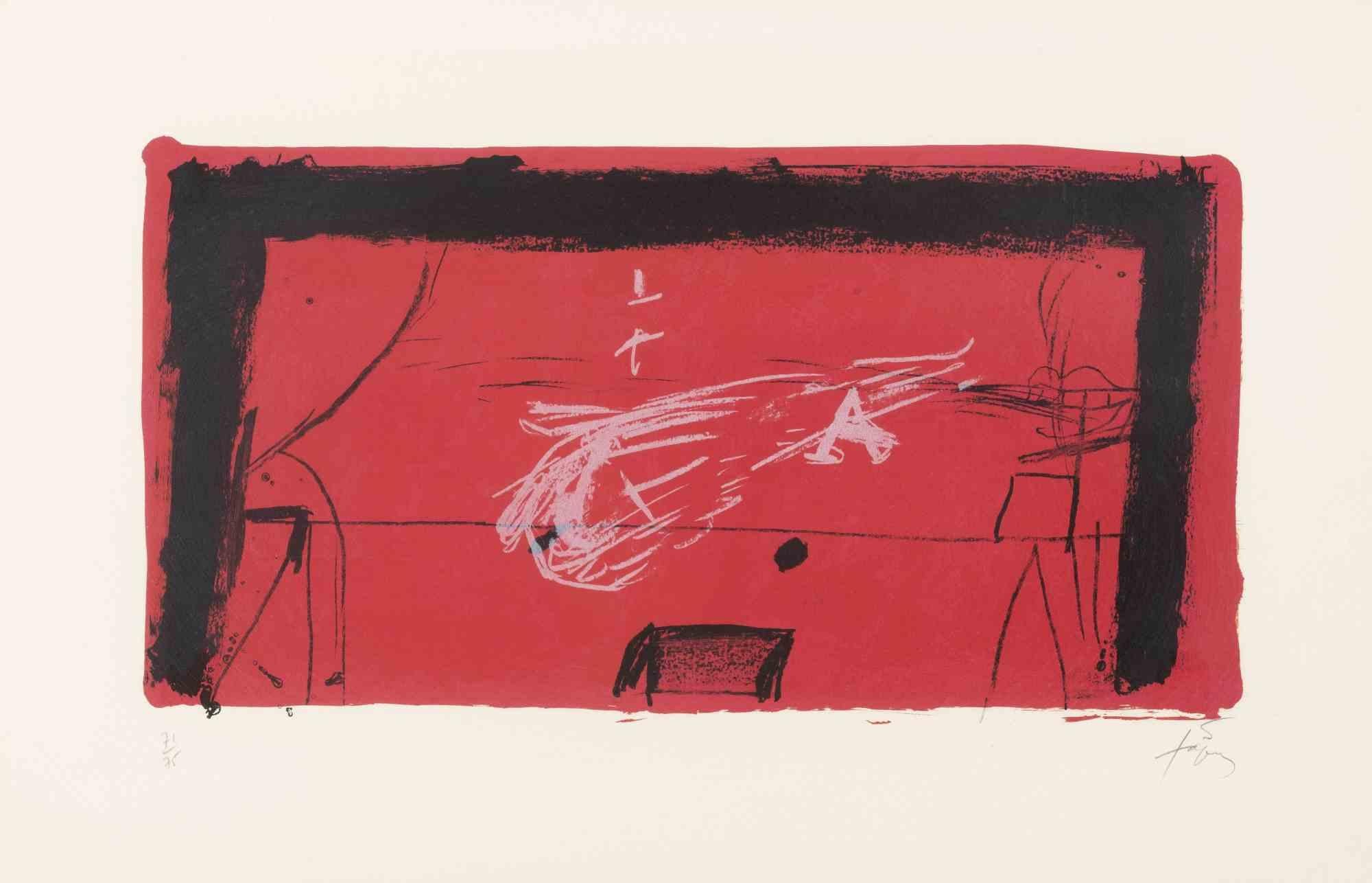 Antoni Tàpies Abstract Print - The Theater Stage - Lithograph by Antoni Tapies - 1976