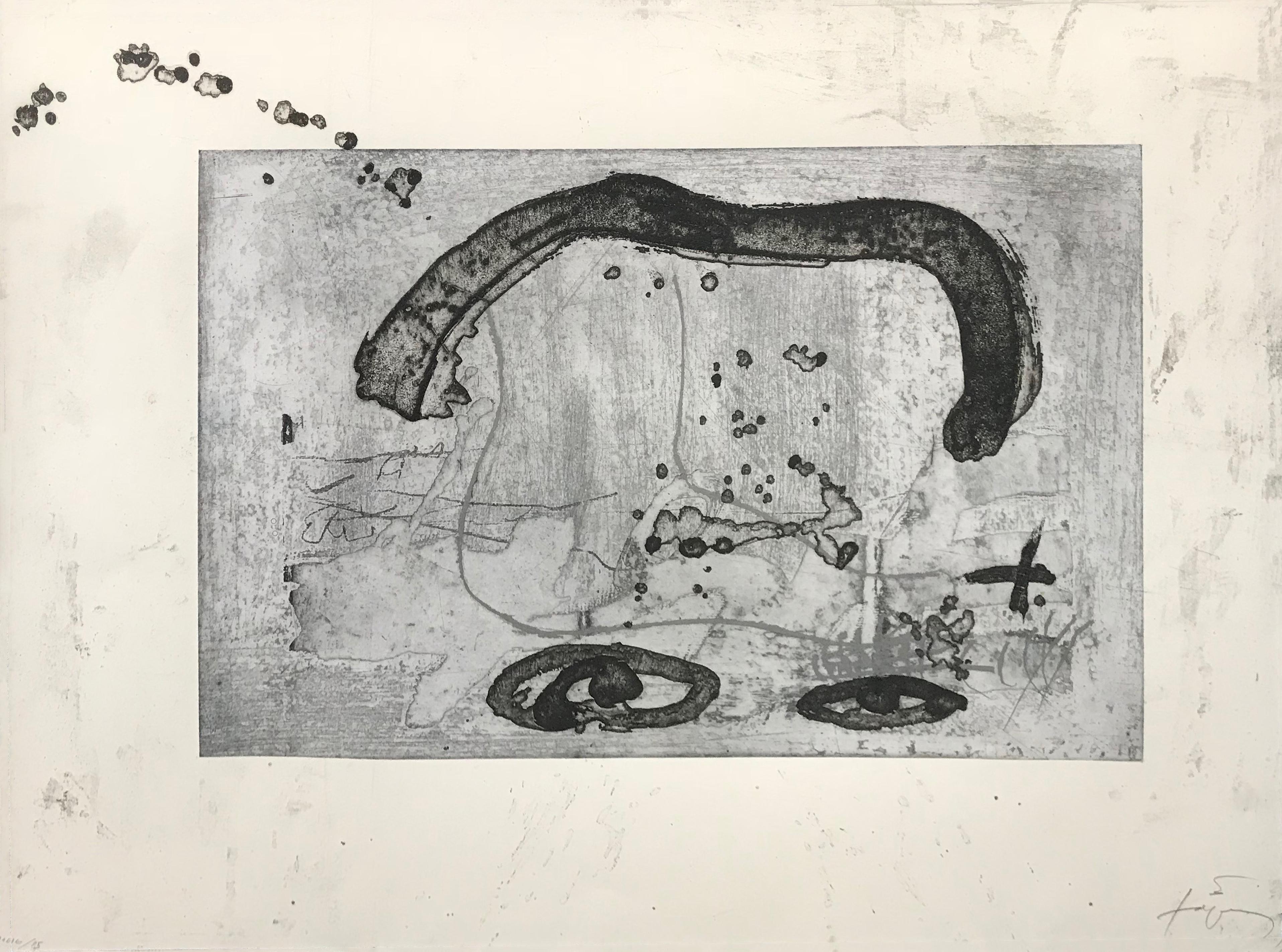 UN VASE DE TERRE CRUE ET LE T DU NOM DE TAPIES – Print von Antoni Tàpies