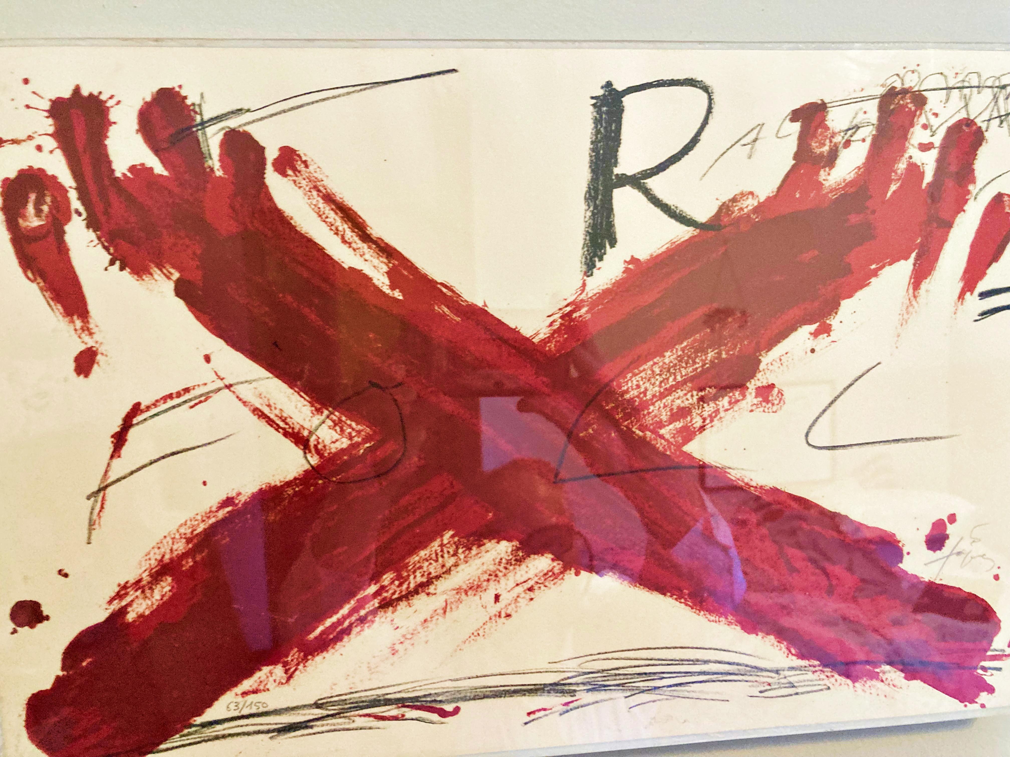 Antoni Tapies, Untitled, 1973 (Signed Litho, 63/150) ex. Renwick Coll., Framed For Sale 4