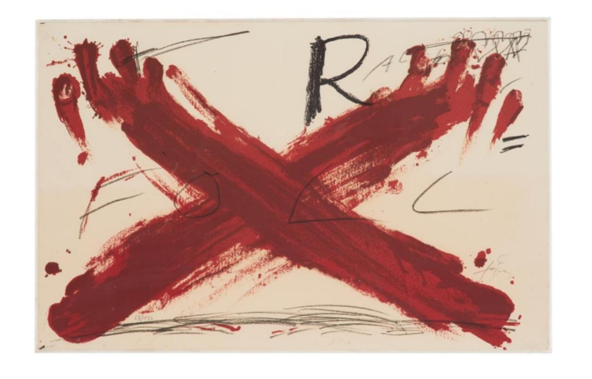 Abstract Print Antoni Tàpies - Antoni Tapies, sans titre, 1973 (signé Litho, 63/150) ex. Renwick Coll, encadré
