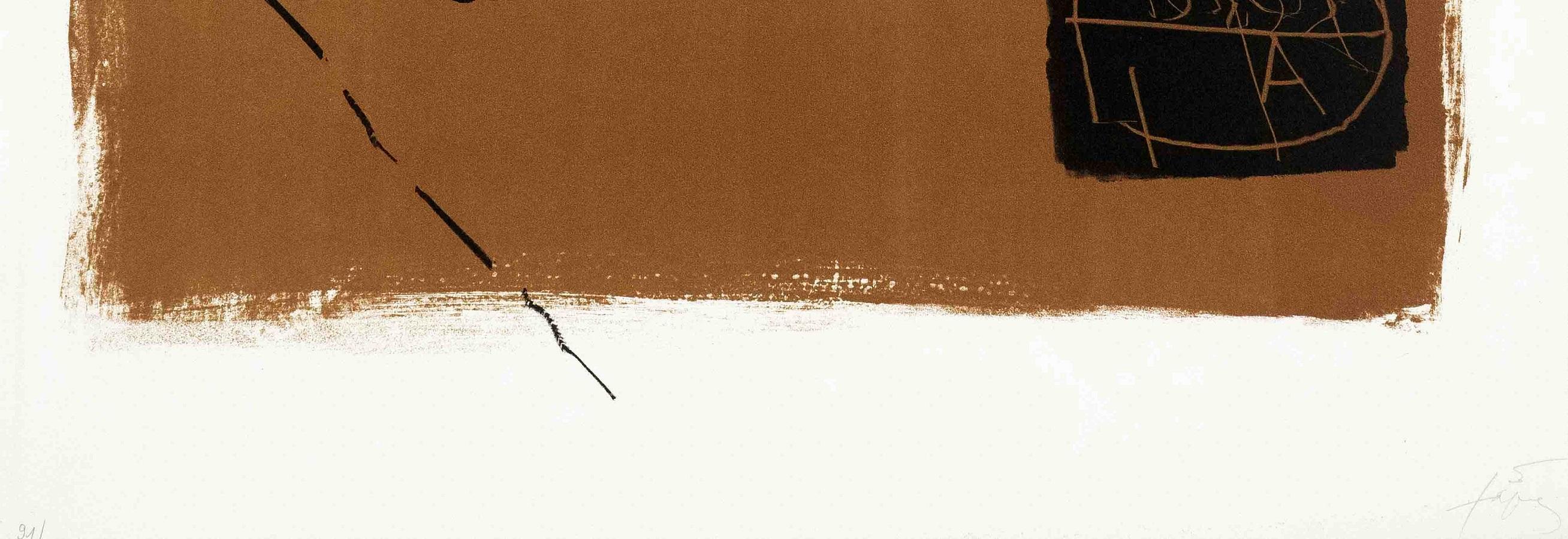 Tapies Letras Cruces Números Huella Contemporánea Círculo Expresionismo Abstracto - Print de Antoni Tàpies