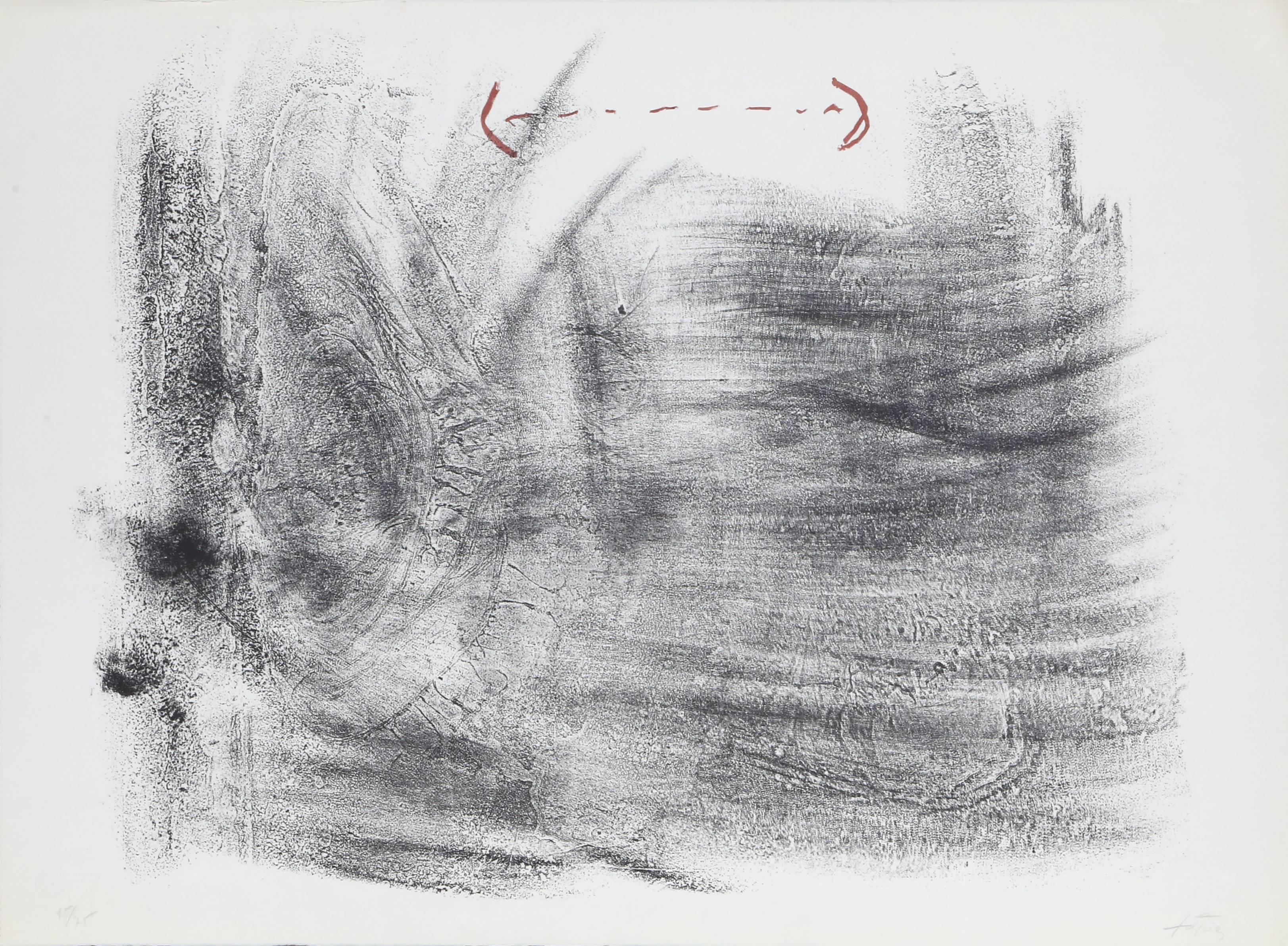 Abstrakte expressionistische Lithographie ohne Titel aus St. Gallen, Antoni Tapies