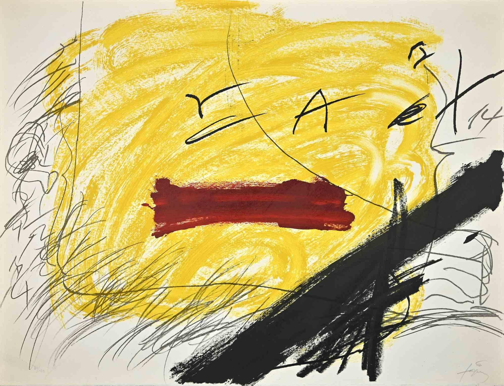 Abstract Print Antoni Tàpies - Sans titre -  Lithographie d'Antonio Tapies - 1973