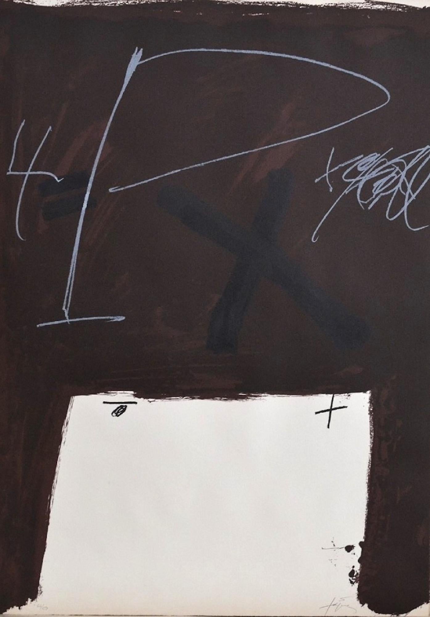 Abstract Print Antoni Tàpies - Sans titre - Lithographie d'Antonio Tapies - 1974