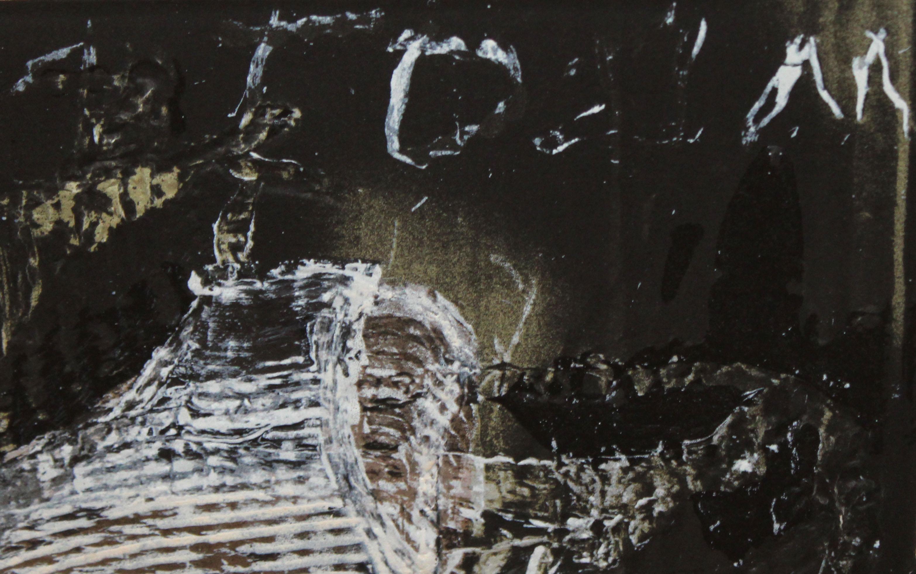 Peça de roba - Aguatinta al carborundum a colores - Año 1988 - Black Abstract Print by Antoni Tapies Puig
