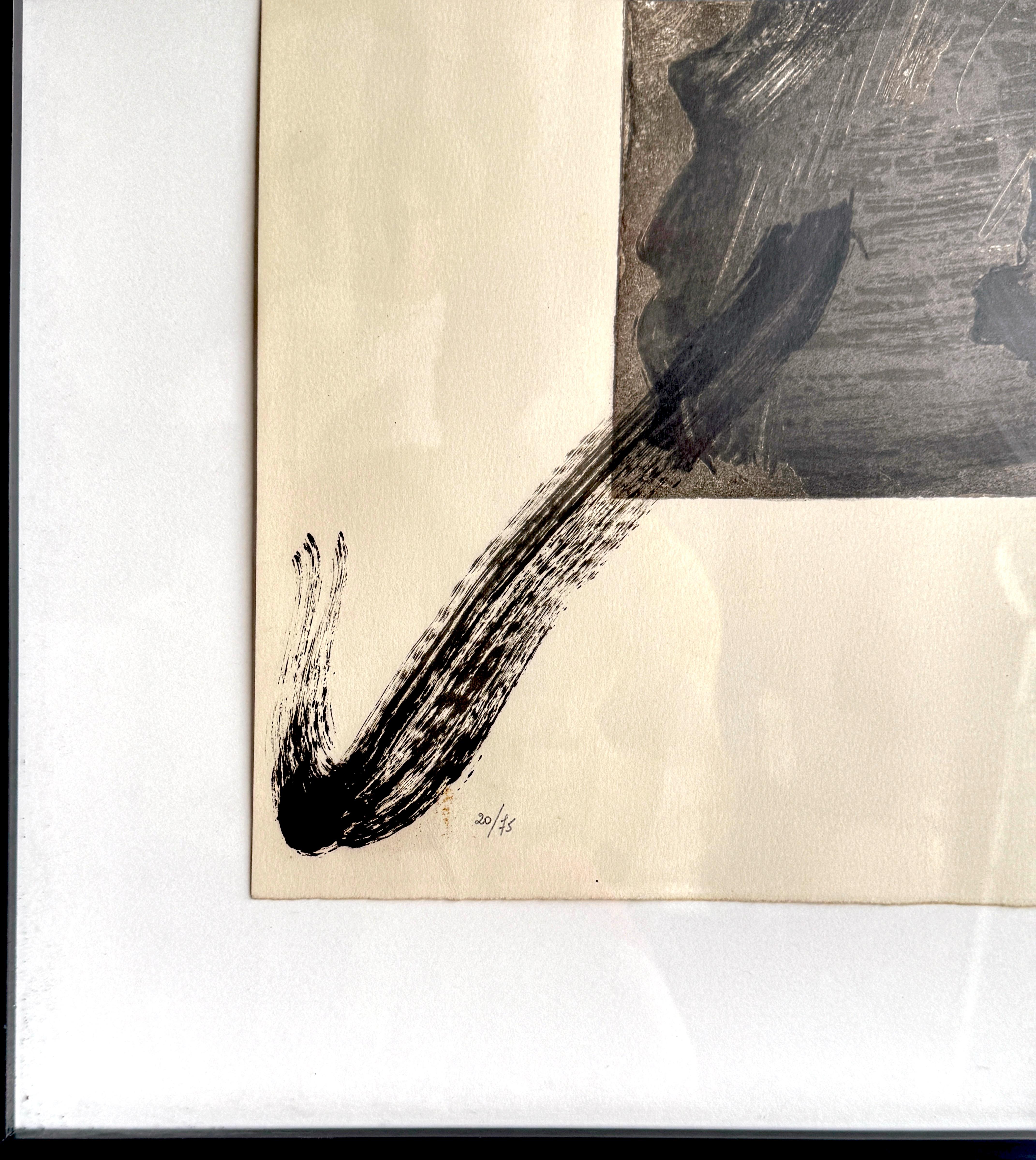 Modern Antoni Tàpies, Untitled Black & White Abstract Lithograph #20 of 75 For Sale