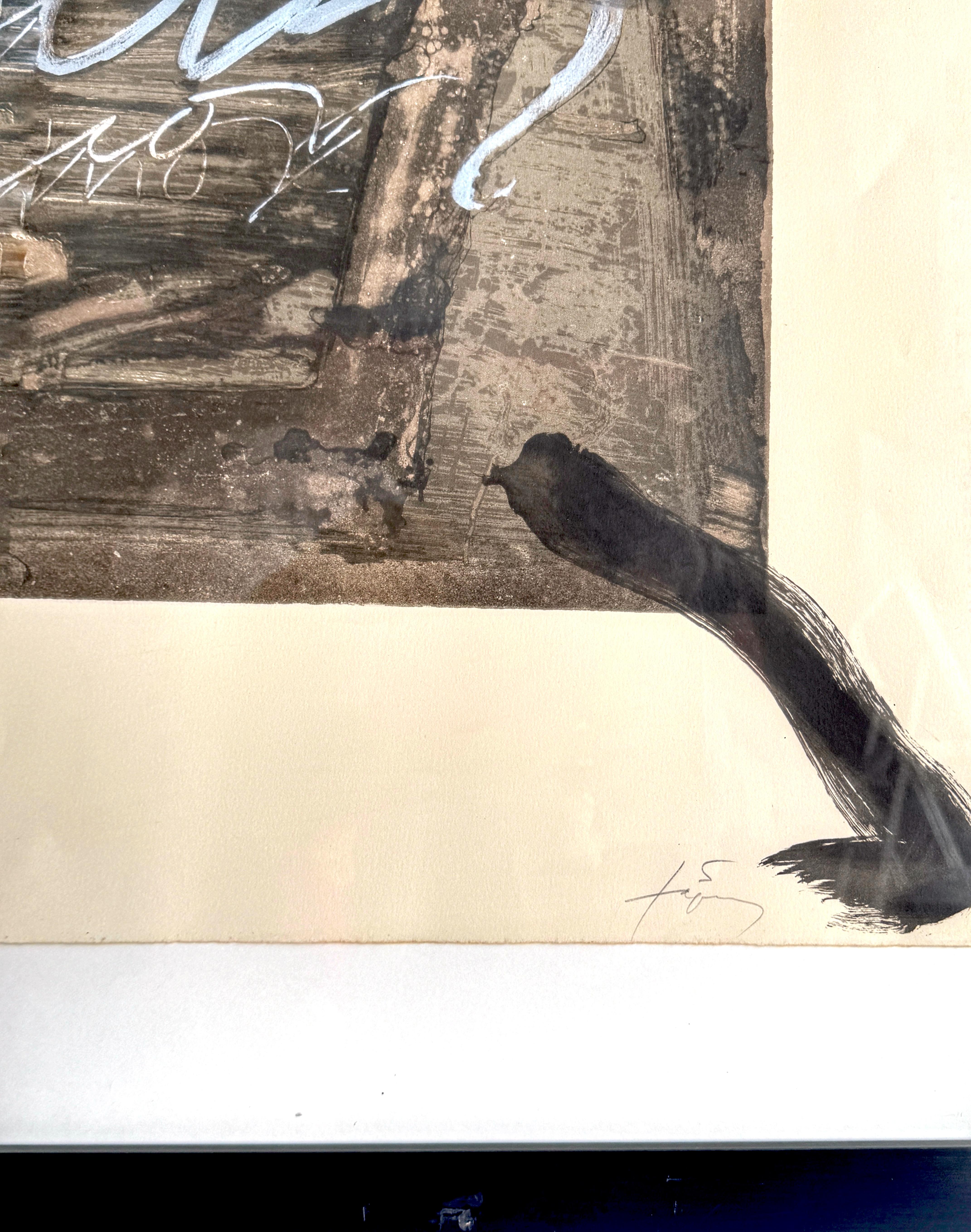 Spanish Antoni Tàpies, Untitled Black & White Abstract Lithograph #20 of 75 For Sale