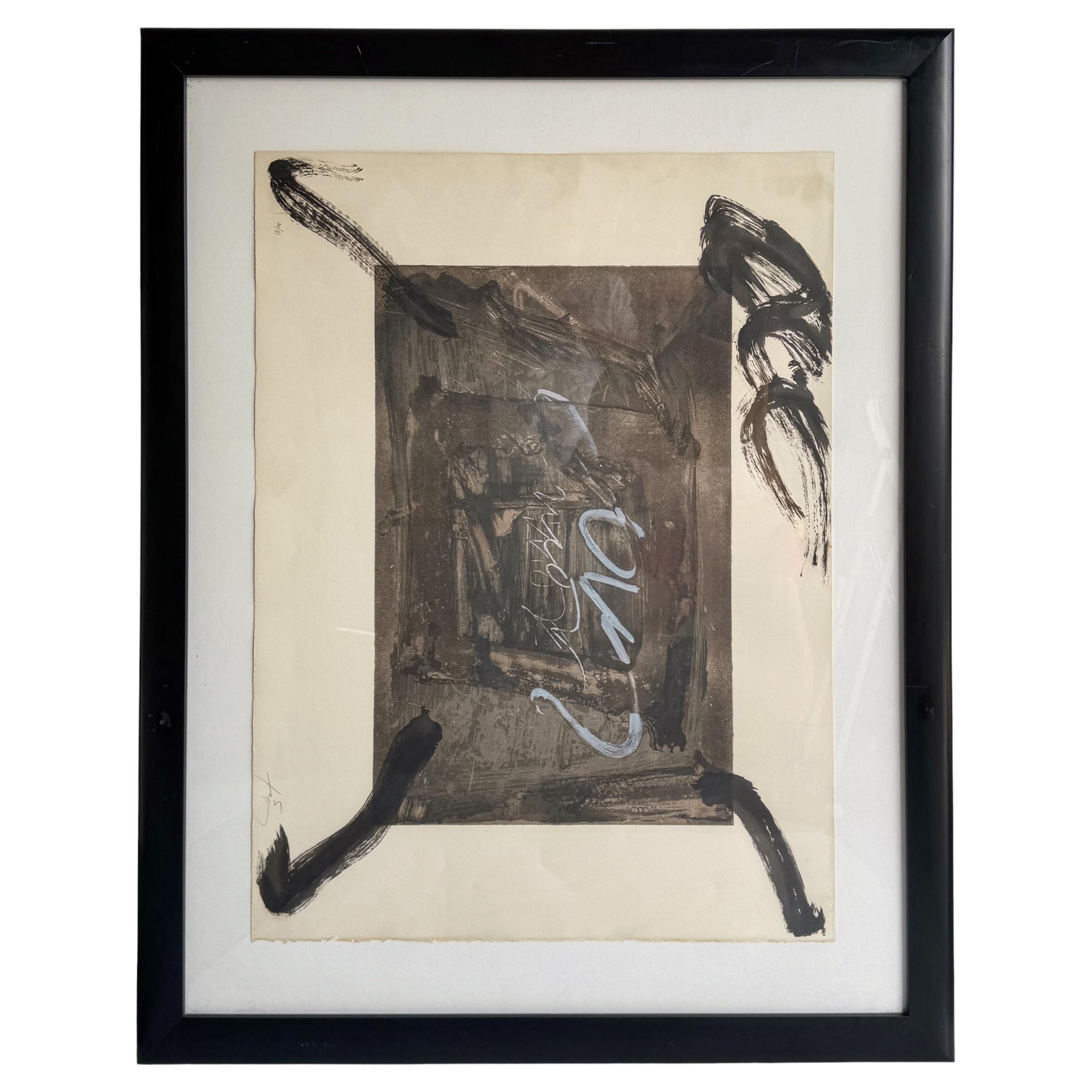 Antoni Tàpies, Litografía abstracta en blanco y negro sin título nº 20 de 75