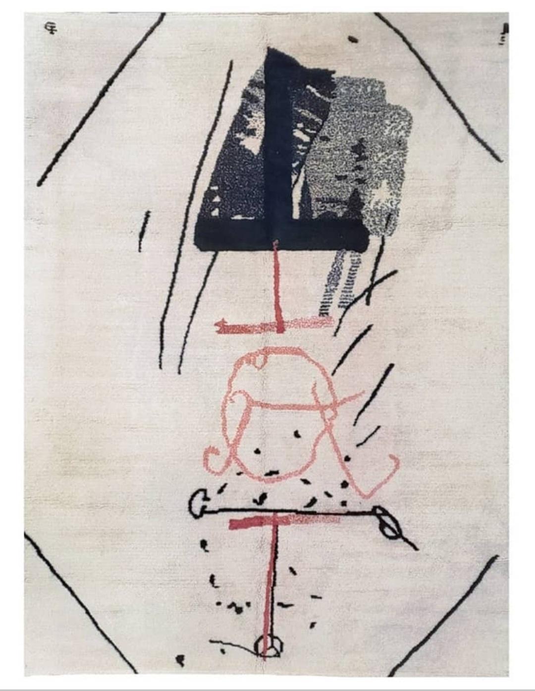 Tapis en laine d'Antoni Tàpies, cette œuvre est 1 d'une édition de 6 réalisée à la main en 1968, par Maolo Millares et Carola Torres (1926-1972), signée dans le corer supérieur gauche.
Elles ont été vendues par l'intermédiaire de la Martha Jackson