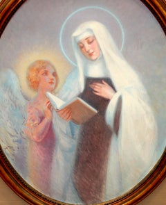 Santa Teresa con Angel - Óleo sobre tela