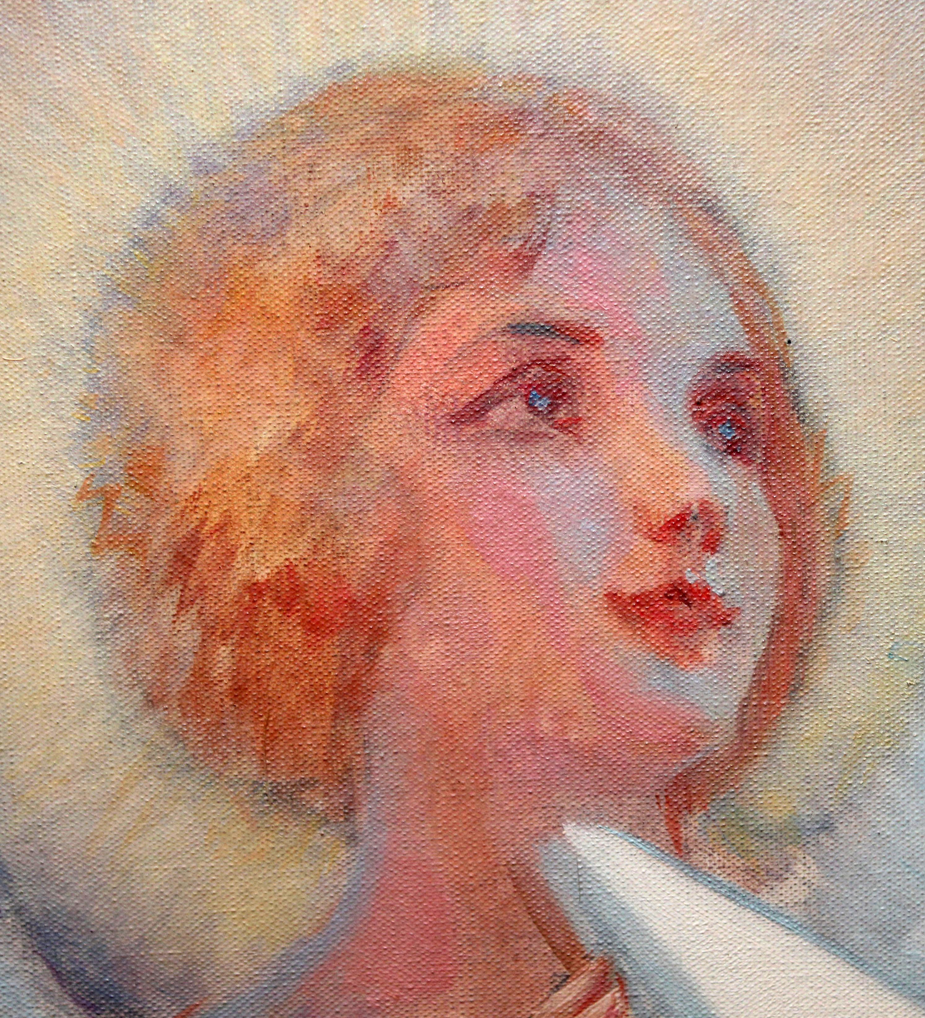 Santa Teresa con Angelo - Óleo sobre tela in vendita 2