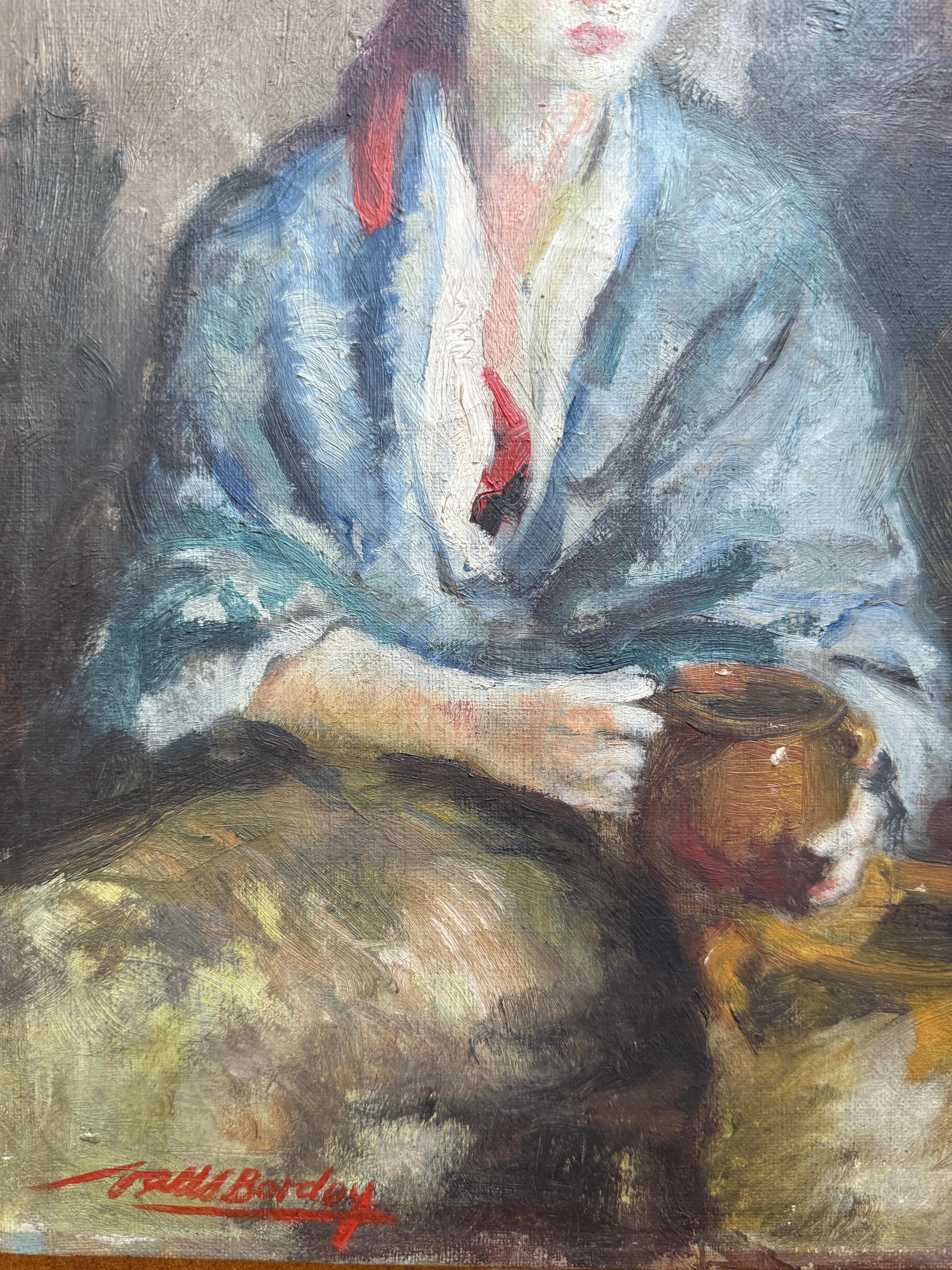 Femme à la cruche huile sur toile - Impressionnisme Painting par Antoni Valls Bordoy