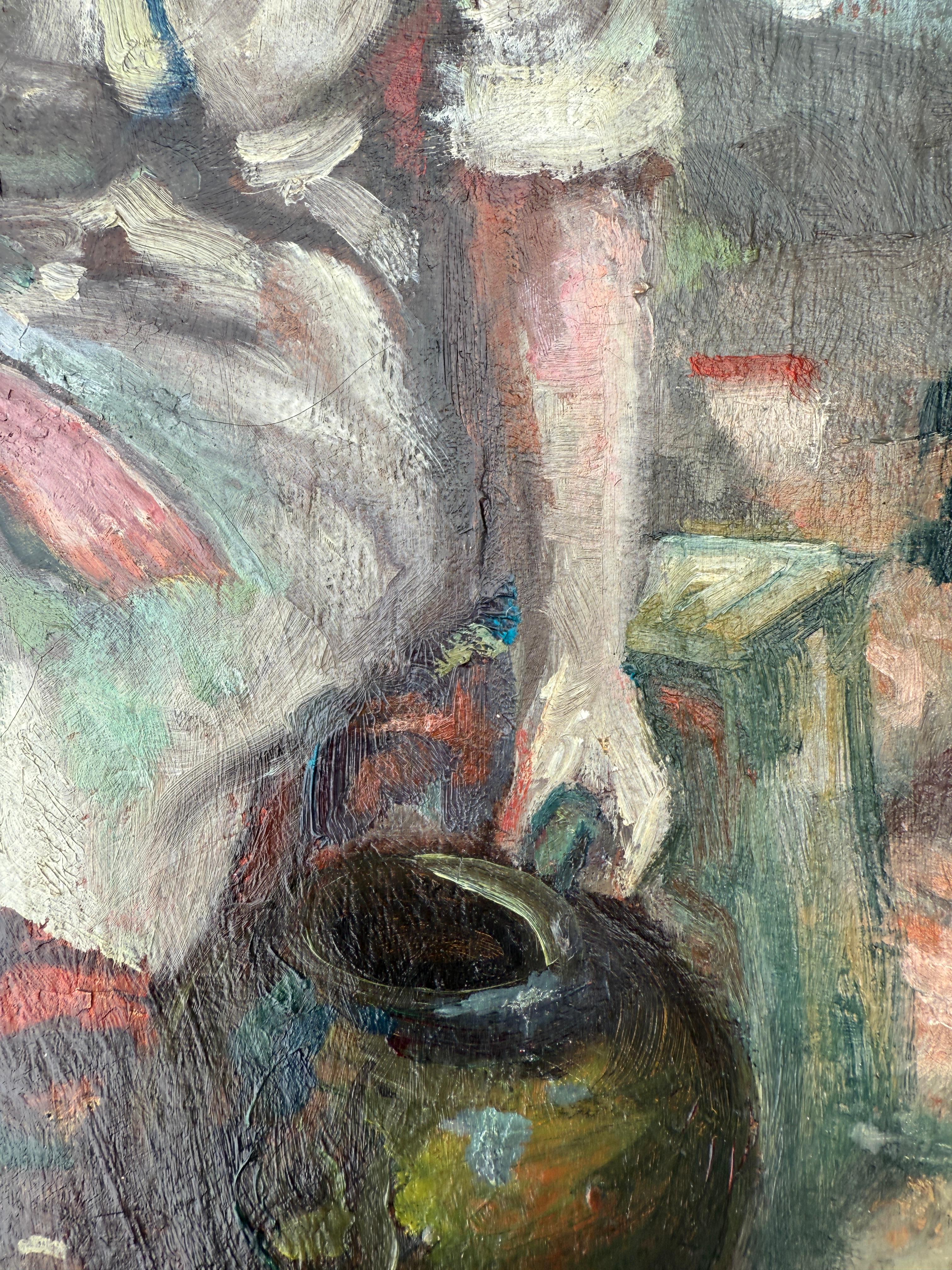 Mujer con cántaro óleo sobre lienzo - Painting Impresionista de Antoni Valls Bordoy