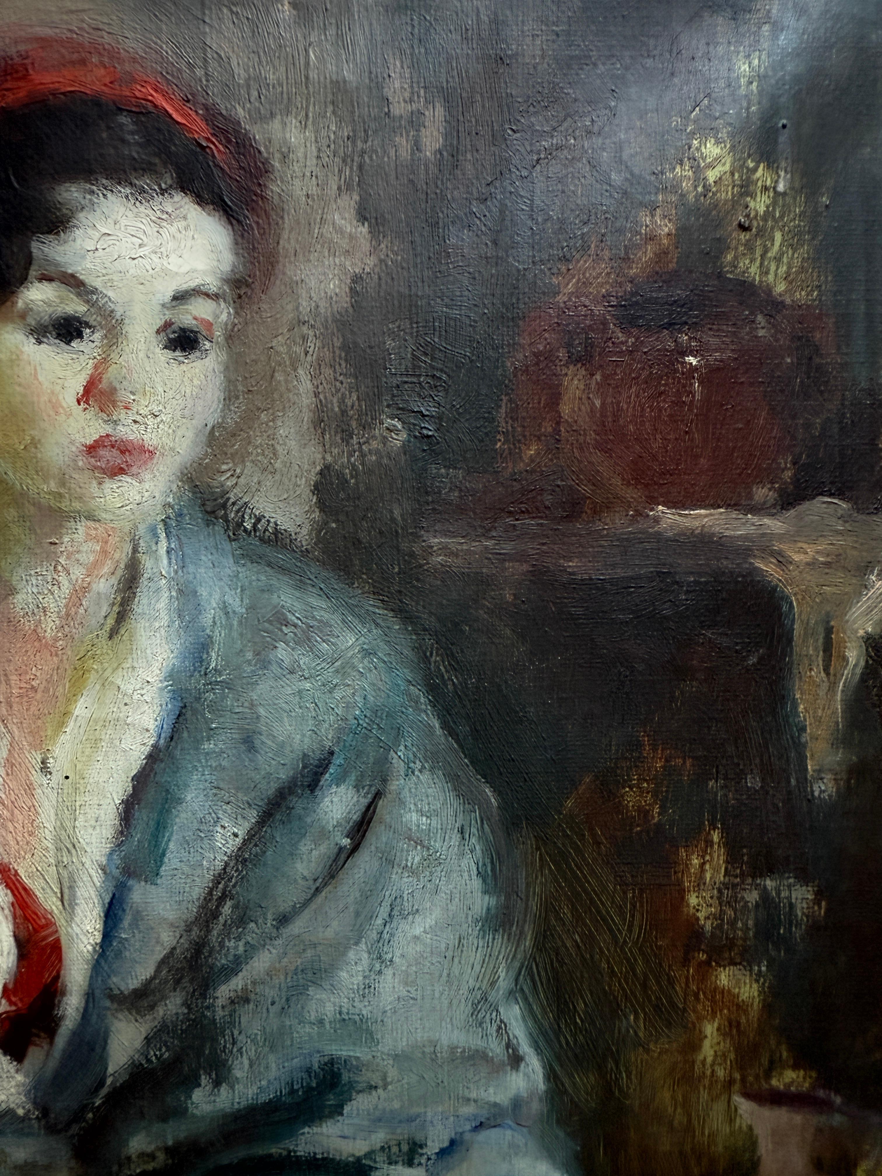 Femme à la cruche huile sur toile en vente 1