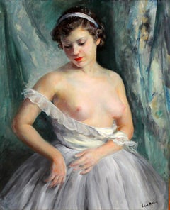 Joven semi-desnuda - Óleo sobre tela