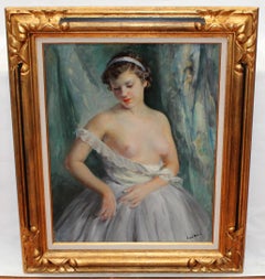 Joven semi-desnuda - Óleo sobre tela