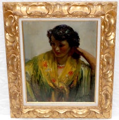 Mujer con mantón de Manila - Óleo sobre tela