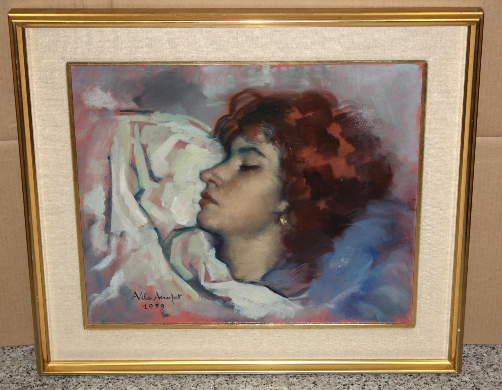 Antoni Vila Arrufat (1894 - 1989) - Joven durmiendo - Oleo sobre tela - 1959 For Sale 1