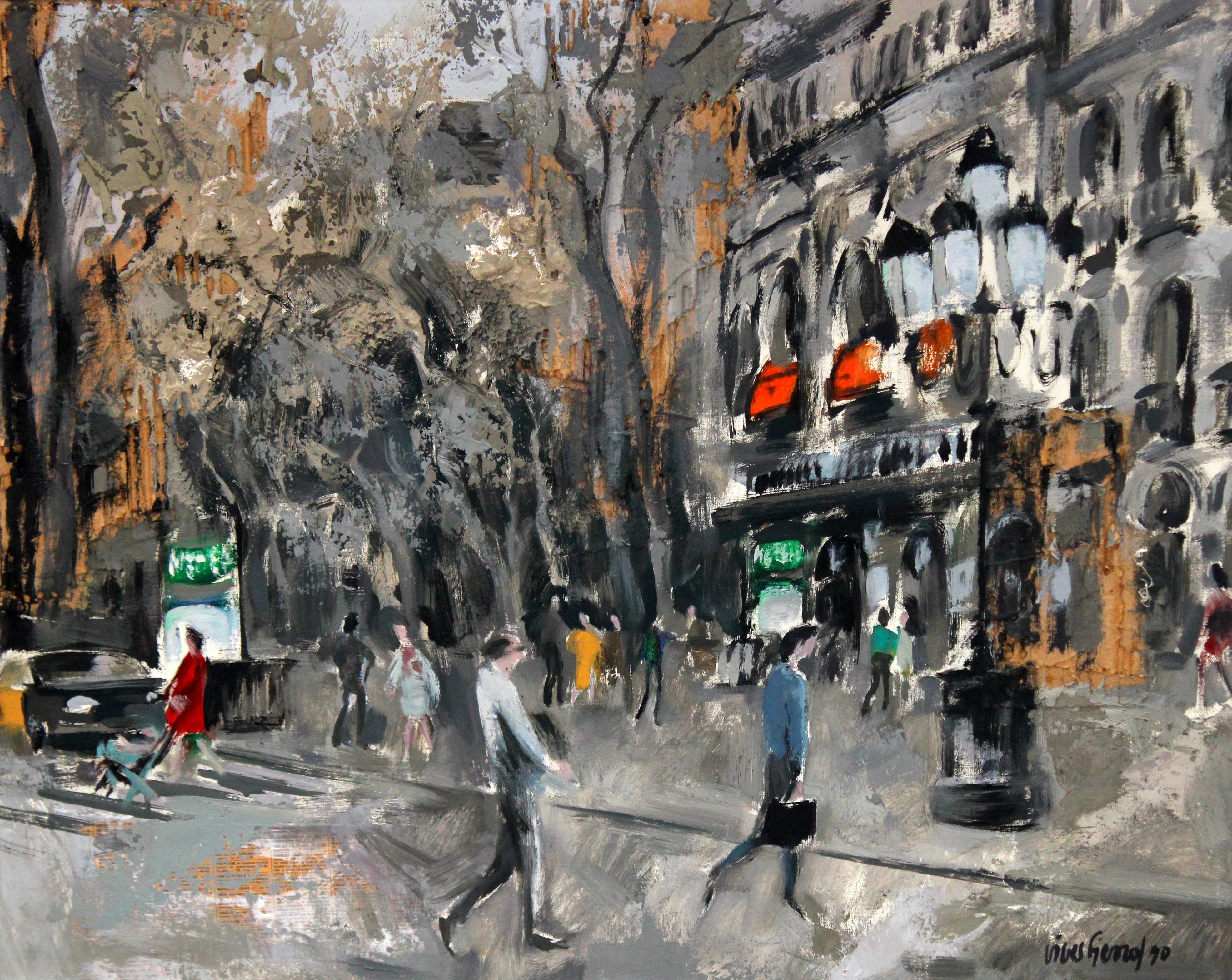 Antoni Vives Fierro Landscape Painting – Vista urbana - Óleo sobre tela