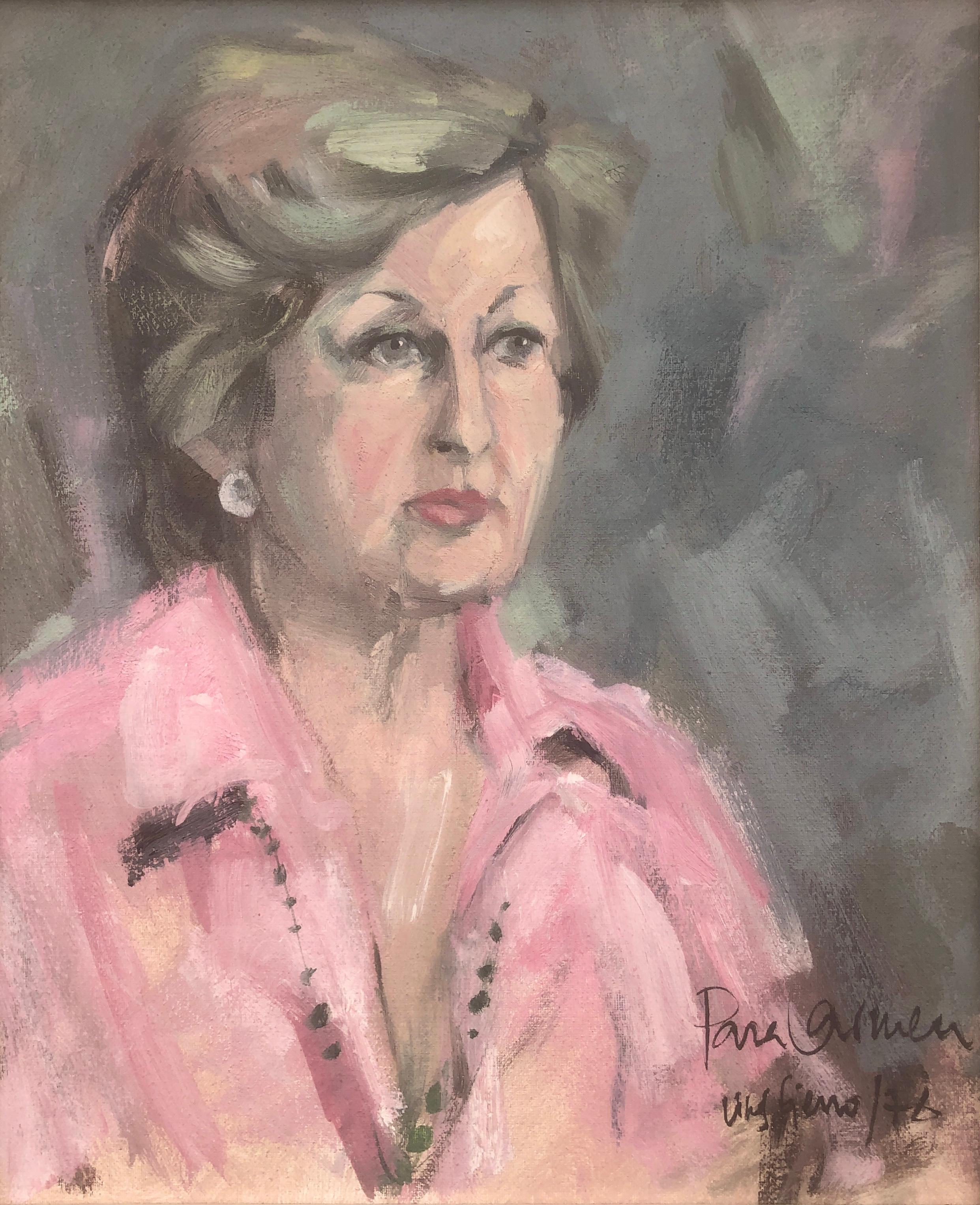 Antoni Vives Fierro Portrait Painting - Woman portrait oil on canvas painting