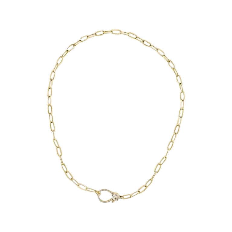Antonia 14k Gold Papierclip-Kette mit diamantbesetztem Karabiner-Klauenverschluss aus Karabiner im Angebot