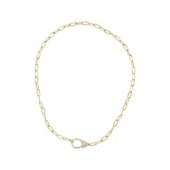 Antonia 14k gold paperclip chain with diamond encrusted lobster claw clasp