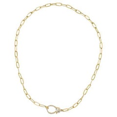 Antonia 14k gold paperclip chain with diamond encrusted lobster claw clasp