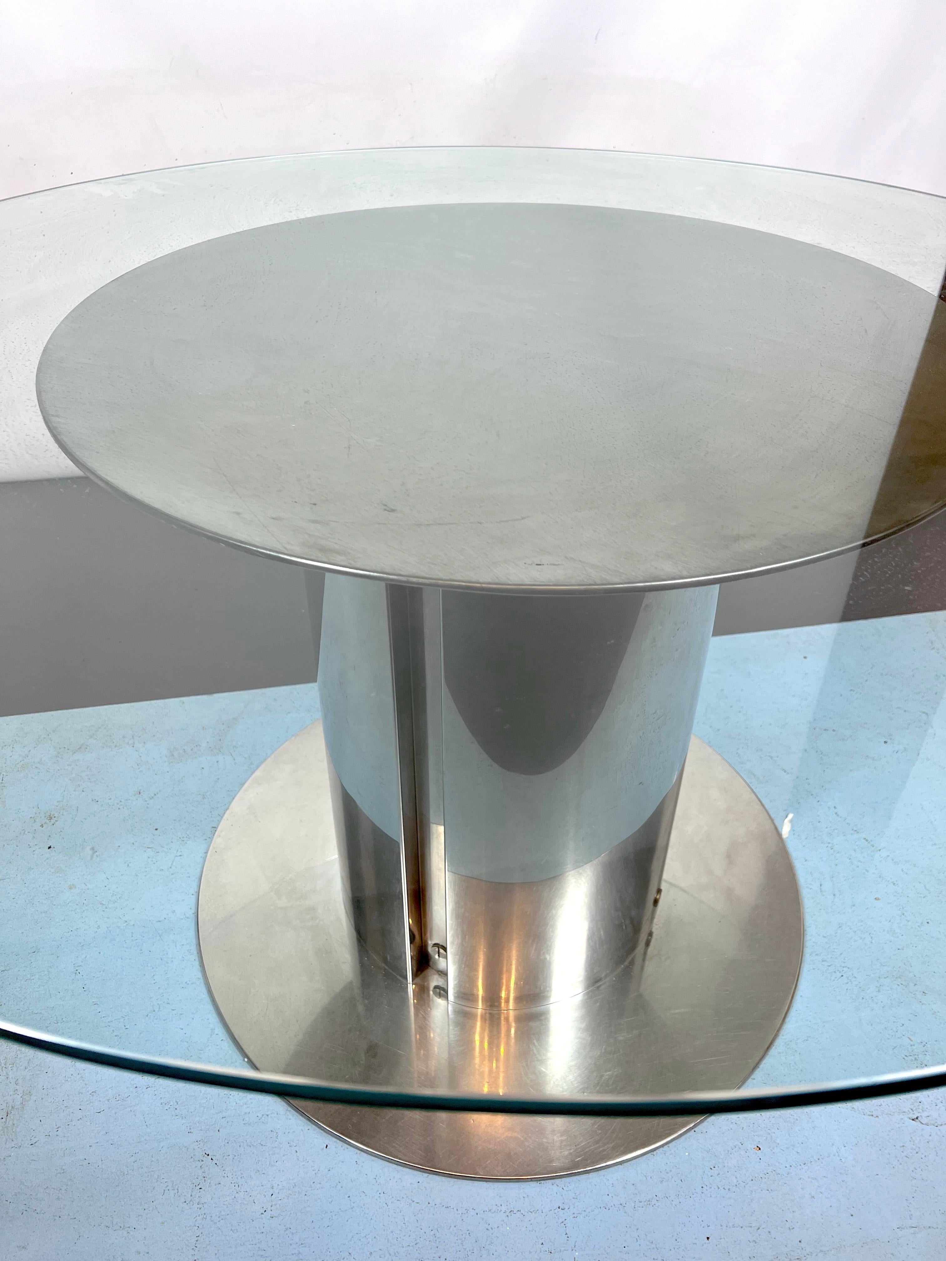 Antonia Astori, Glass and Stainless Steel Dining Table for Driade. Italy 1960s 4
