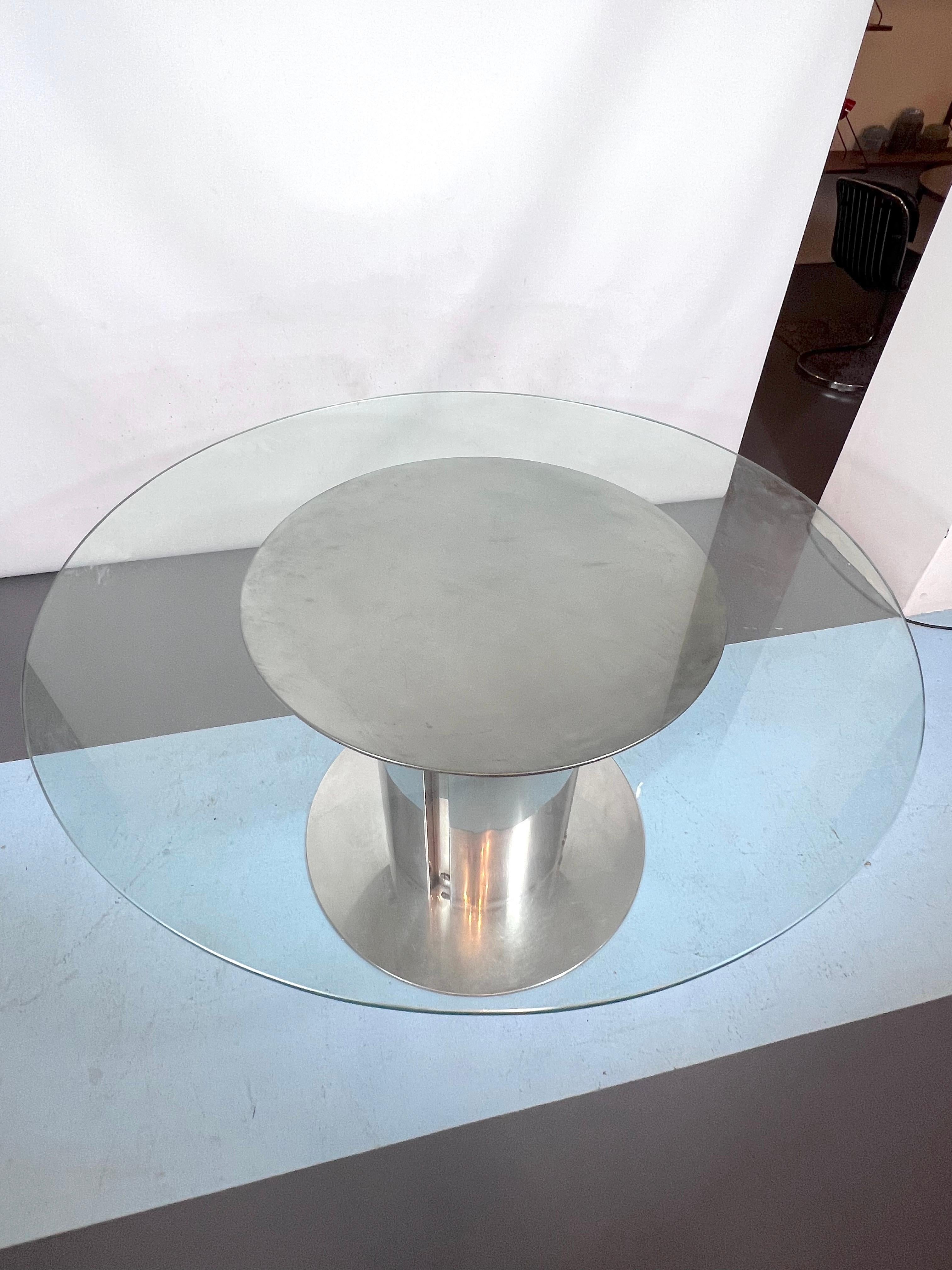 Antonia Astori, Glass and Stainless Steel Dining Table for Driade. Italy 1960s 5