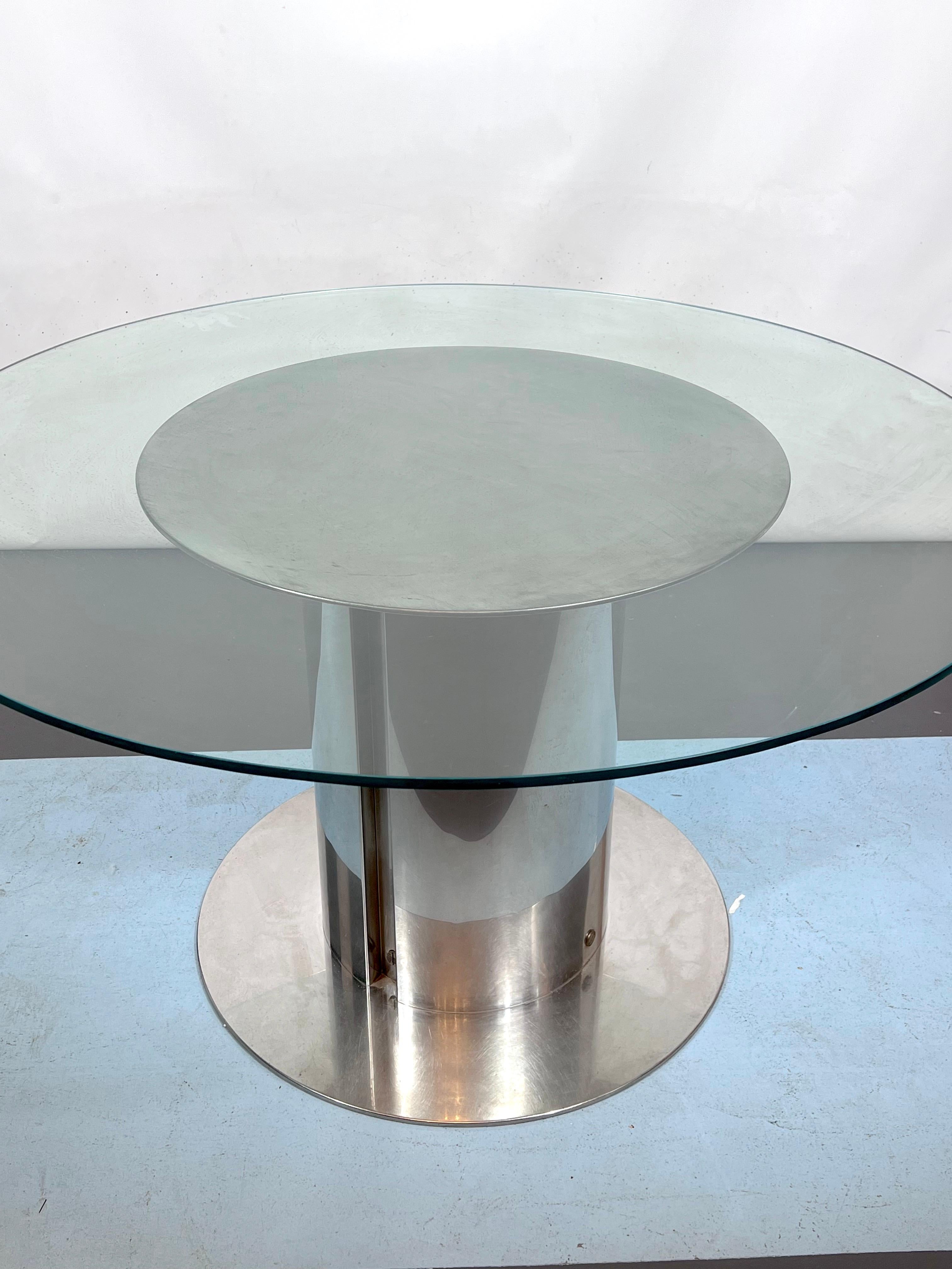 Antonia Astori, Glass and Stainless Steel Dining Table for Driade. Italy 1960s 3