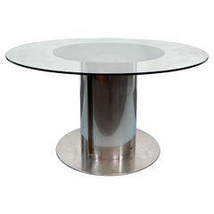 Antonia Astori, Glass and Stainless Steel Dining Table for Driade. Italy 1960s