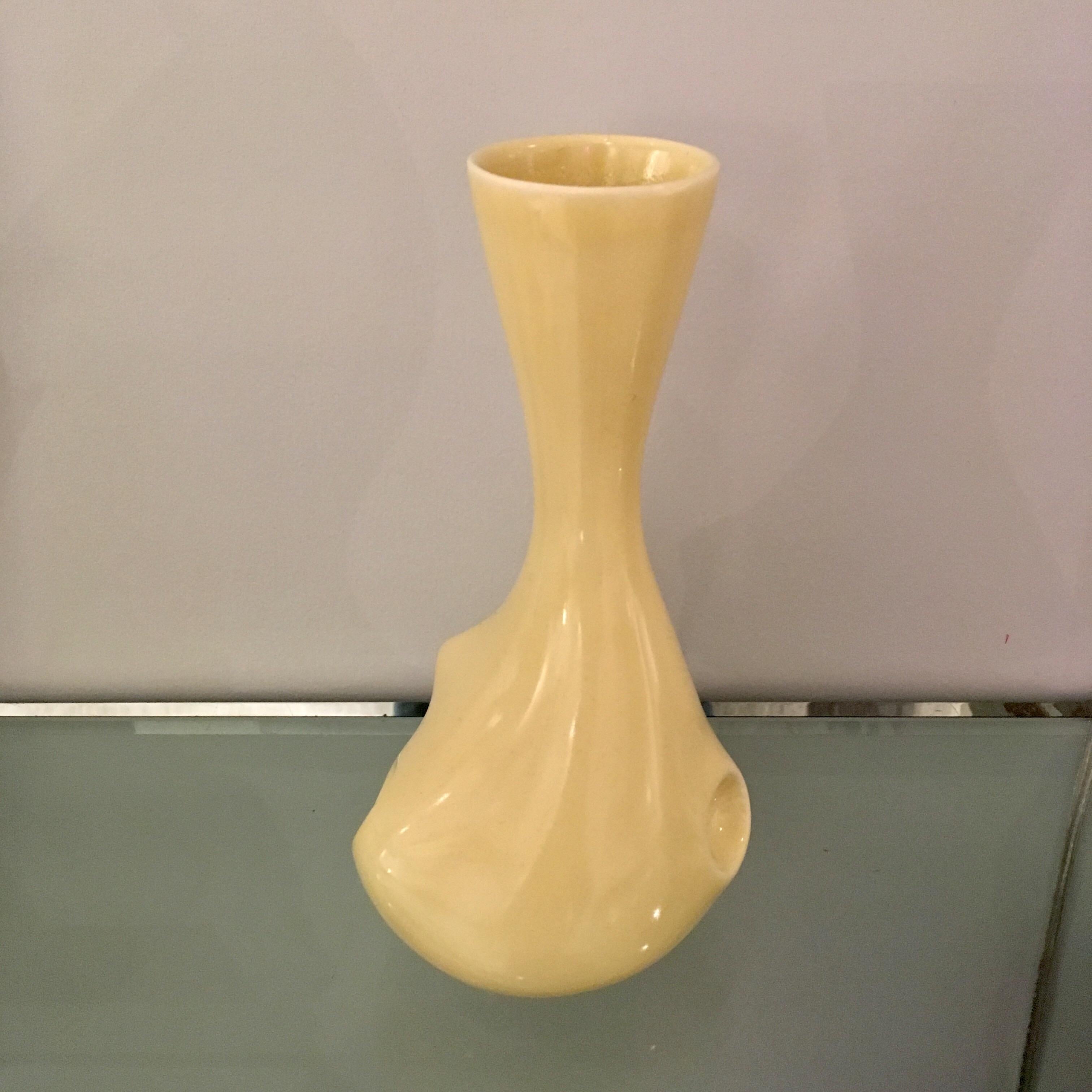 An Antonia Campi for Lavenia pale yellow sculptural ceramic vase.