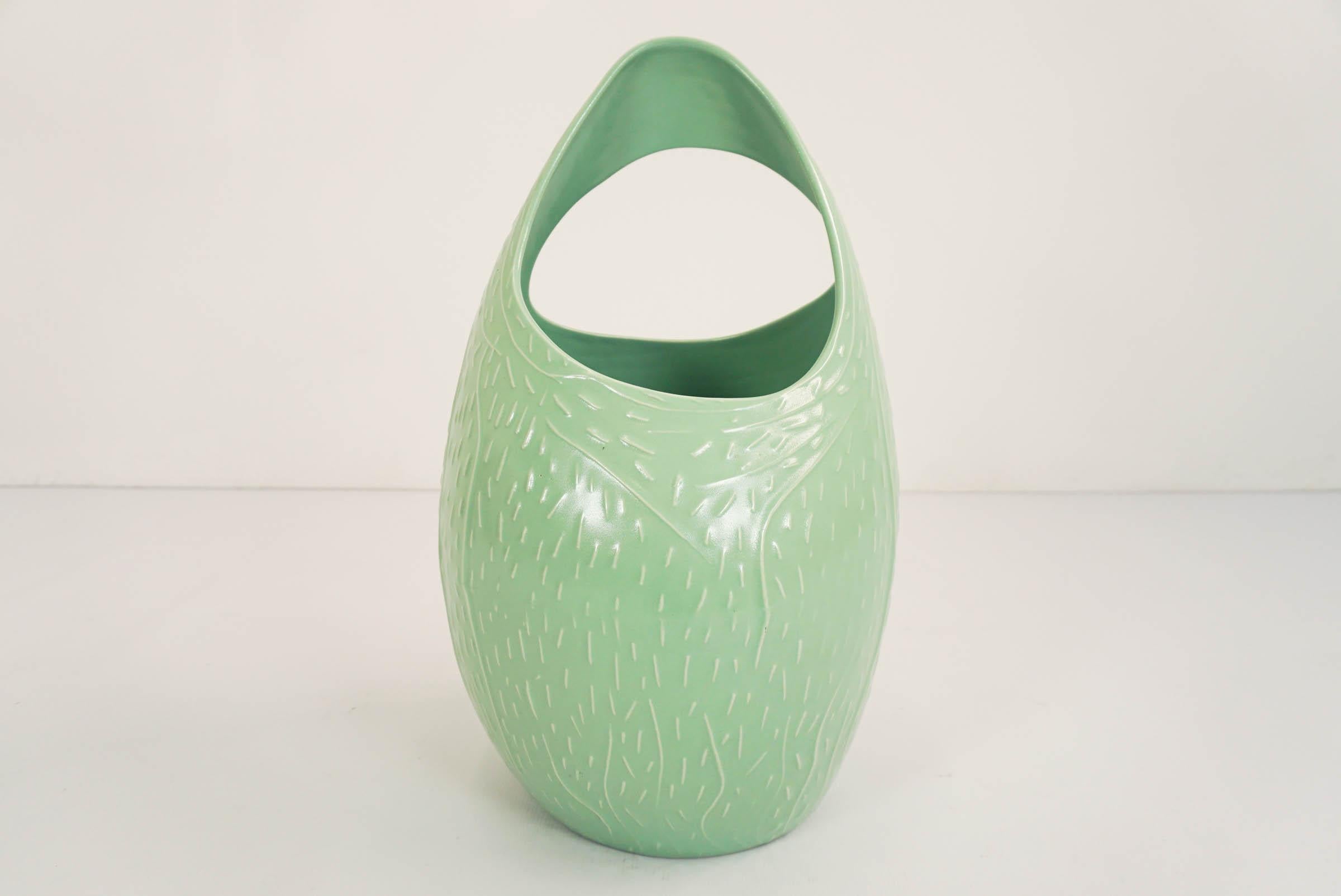 Mid-Century Modern Antonia Campi, 1954 Big Organic Ceramic in Celadon Green