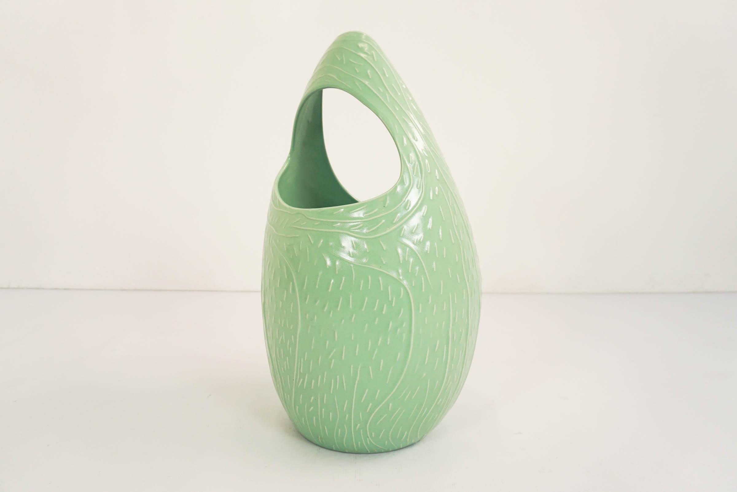 Italian Antonia Campi, 1954 Big Organic Ceramic in Celadon Green