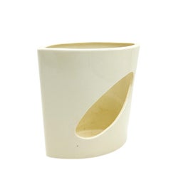 Antonia Campi Style Ivory Ceramic Cachepot, Italy, 1970s