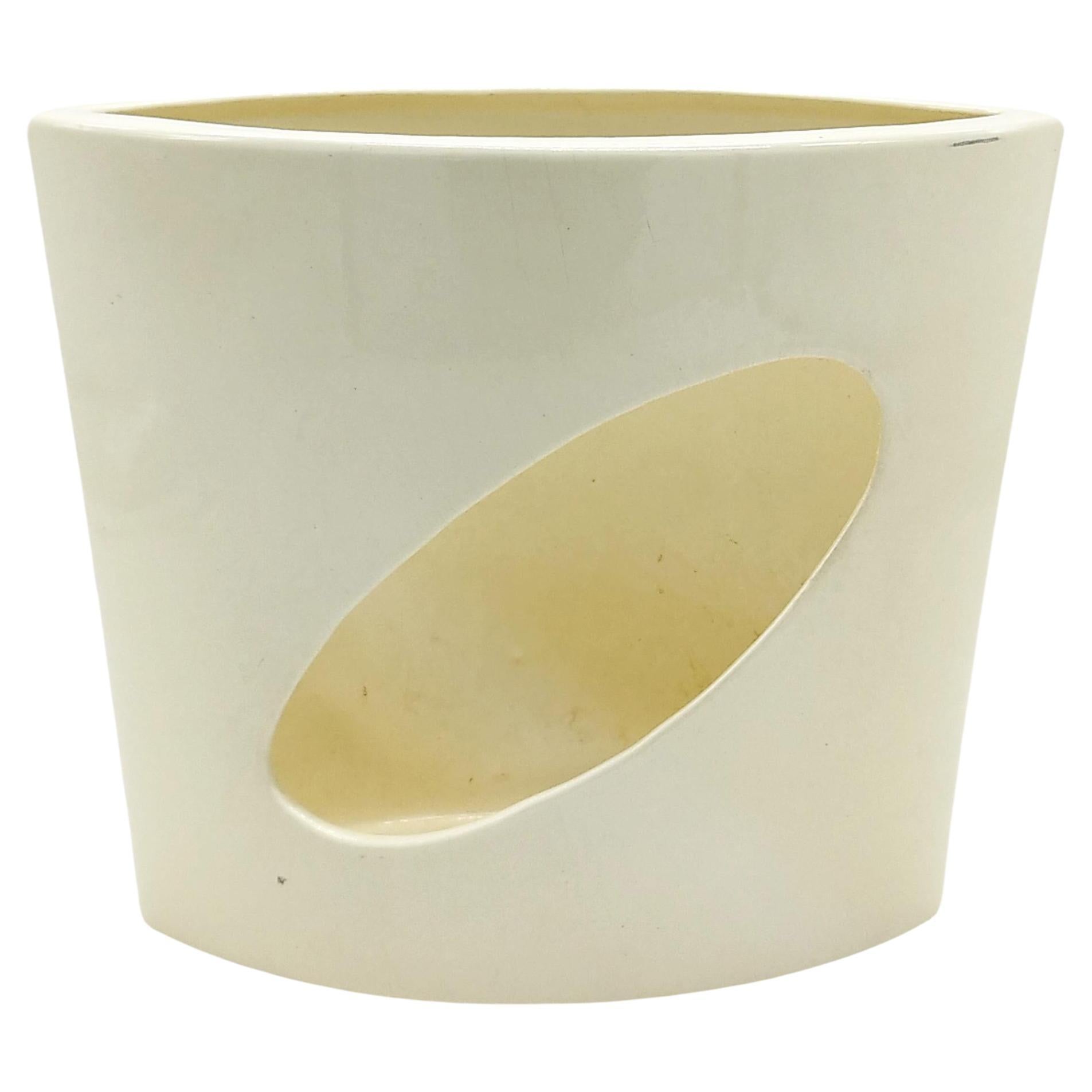 Antonia Campi Style Ivory Ceramic Cachepot, Italy, 1970s For Sale