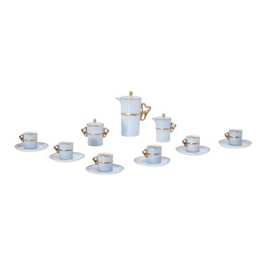 Antonia Campi Tea Service for Six in Porcelain and Gold by Laveno 1950s