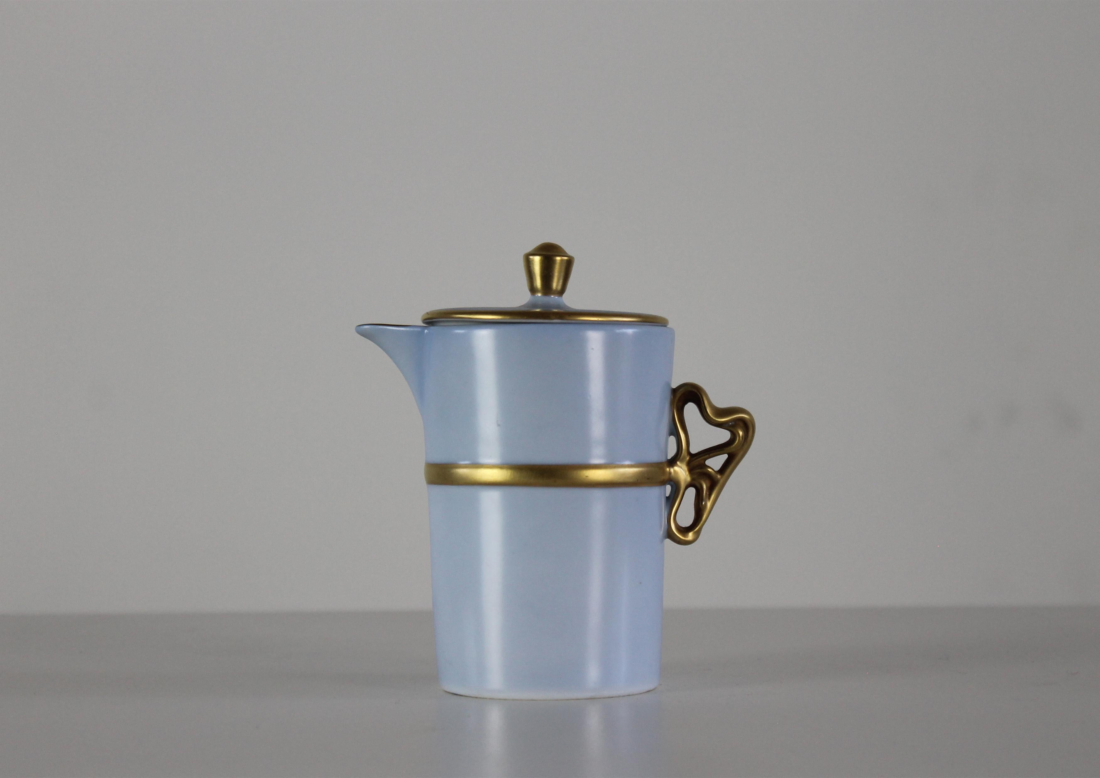 Service à thé pour six en porcelaine et or Antonia Campi par Laveno années 1950 en vente 1