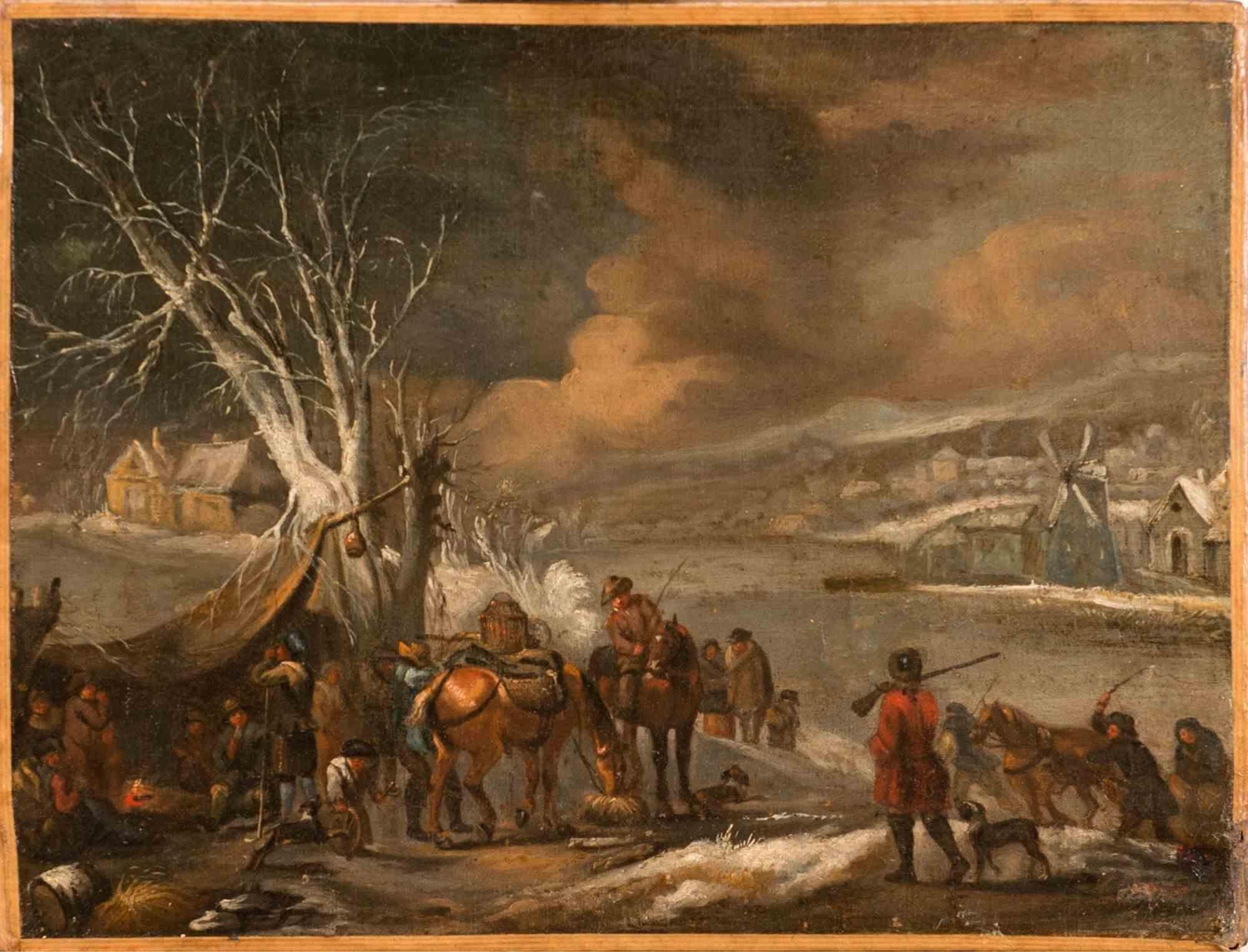 Winter Landscape is an old master artwork attributed to Antonie Beerstraten (1639-1665).

The artwork depicts  a river with hunters.

Mixed colored oil on canvas.