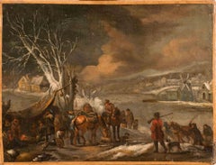 Paysage d'hiver - Peinture à l'huile d'Antonio Beerstraten - 17ème siècle