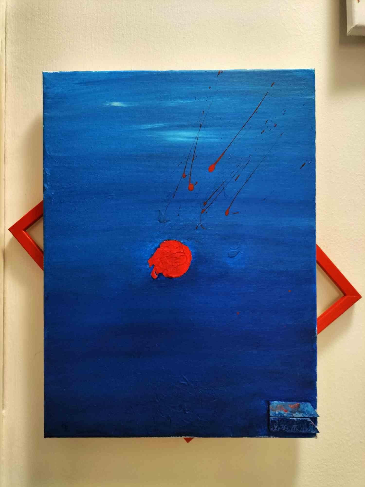 Threads is an acrylic painting on canvas 40x30, realized by Antonietta Valente in 2023.

Hand-signed. Perfect conditions. Certificate of authenticity provided by the artist.

Red vivid threads illuminate the deep blue ocean. The energy of contrasts